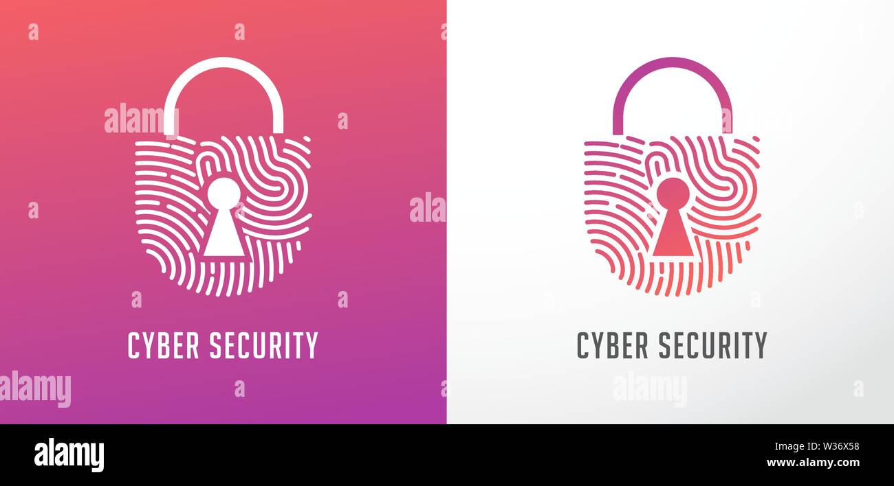 Logo des empreintes digitales, la vie privée, icône de verrouillage, la cybersécurité, les renseignements sur l'identité et la protection du réseau. Icône vecteur Illustration de Vecteur