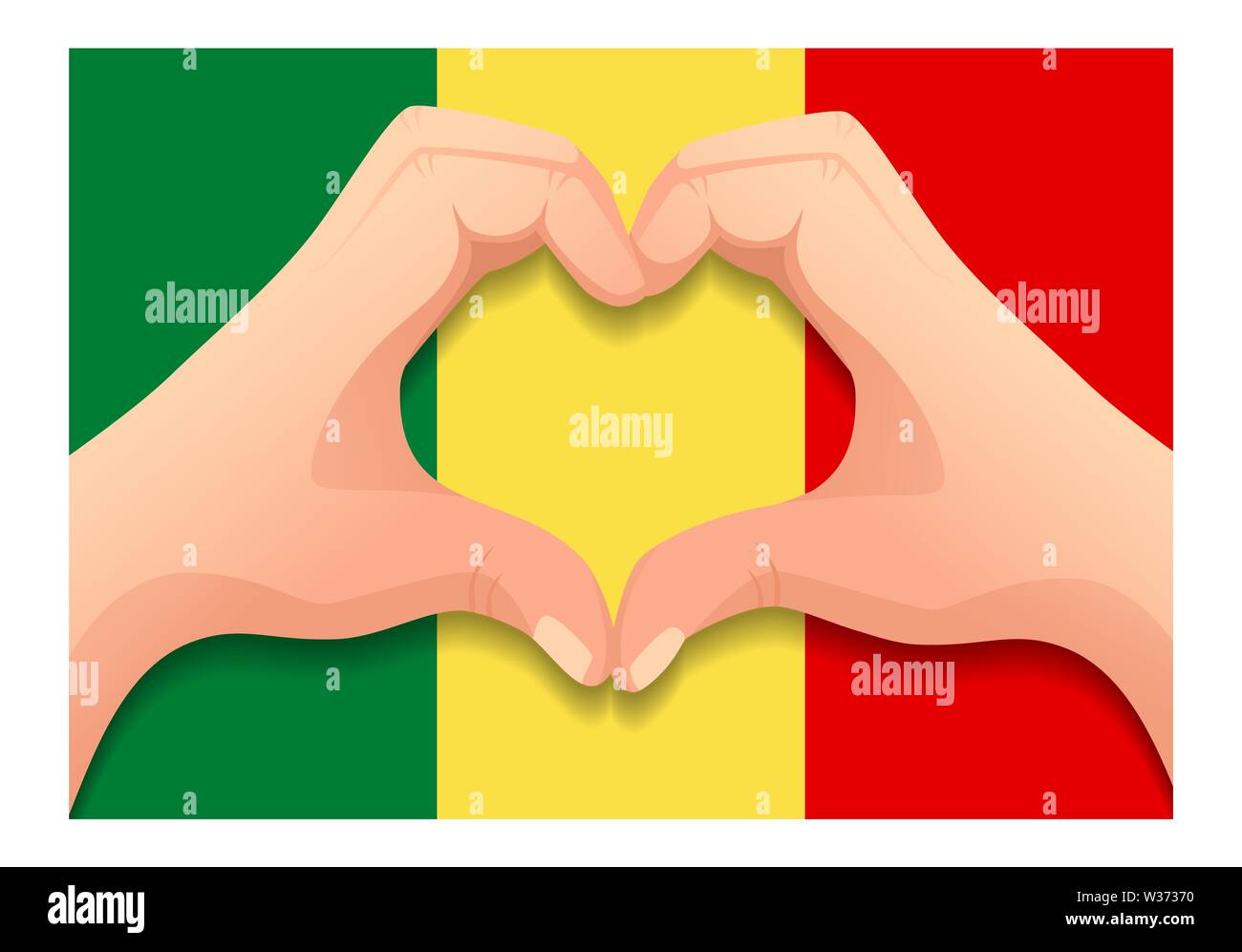 Mali drapeau et côté cœur. Contexte patriotique. Drapeau national du Mali illustration Banque D'Images