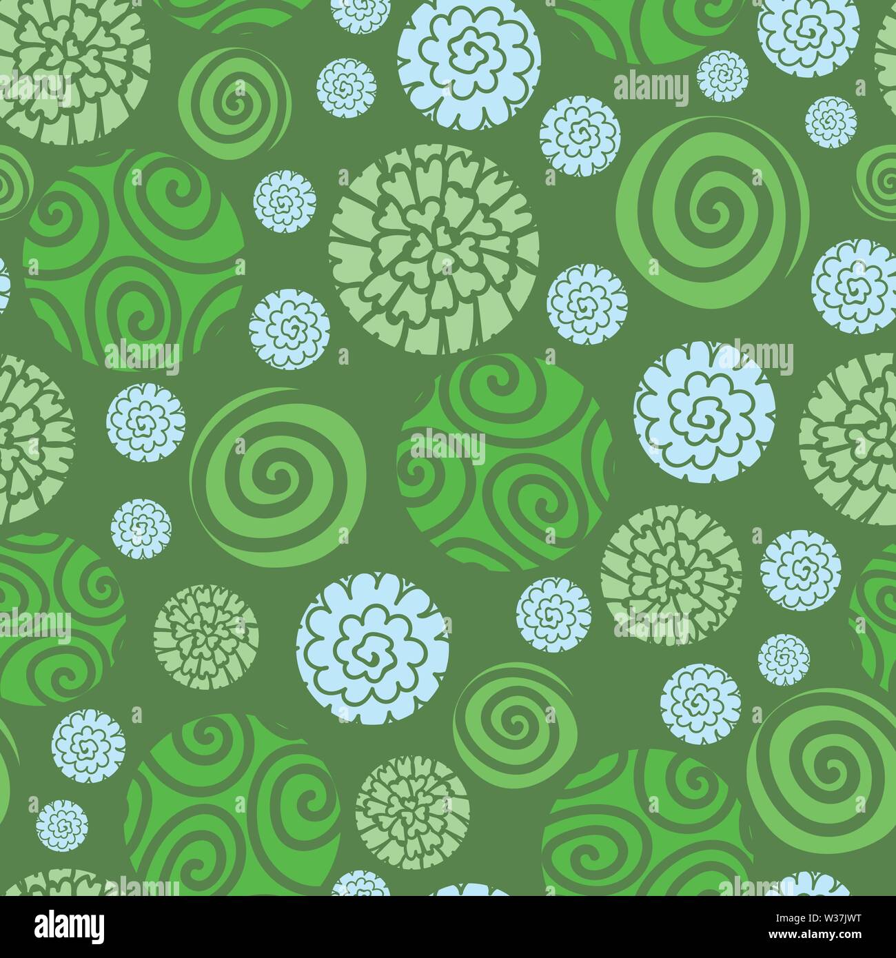 Vecteur transparente motif à pois avec des fleurs rondes et les spirales Illustration de Vecteur