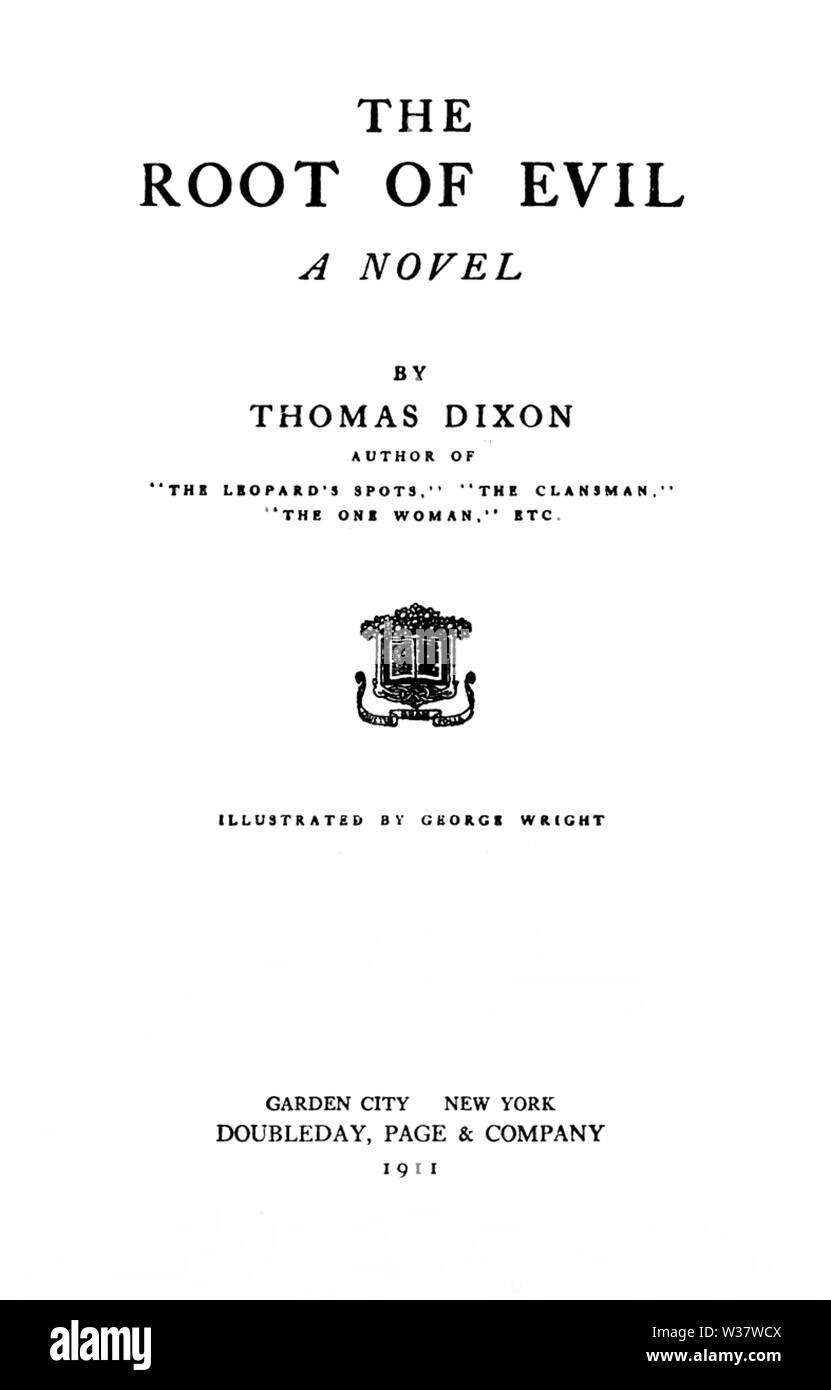 Page de titre de la racine du mal Banque D'Images
