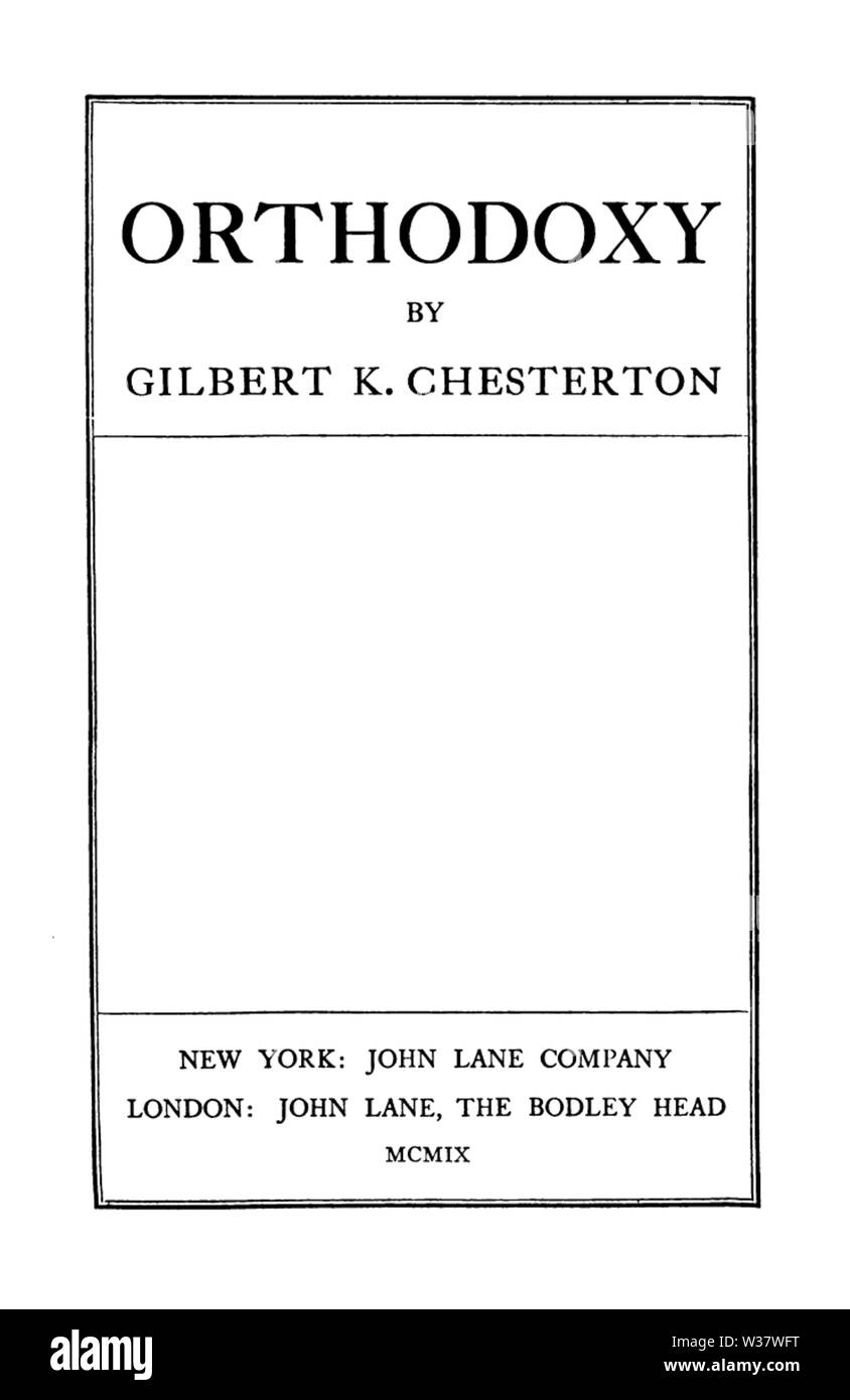 Page de titre de l'Orthodoxie, par GK Chesterton Banque D'Images