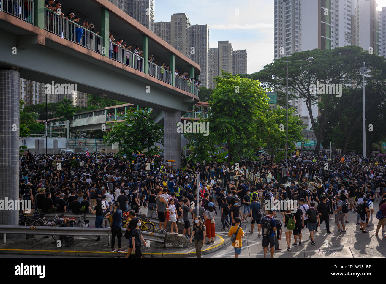 Hong Kong - Juillet 13, 2019 : Hong Kong 713 protester contre les biens meubles et de l'eau Projet de loi sur l'Extradition. Banque D'Images
