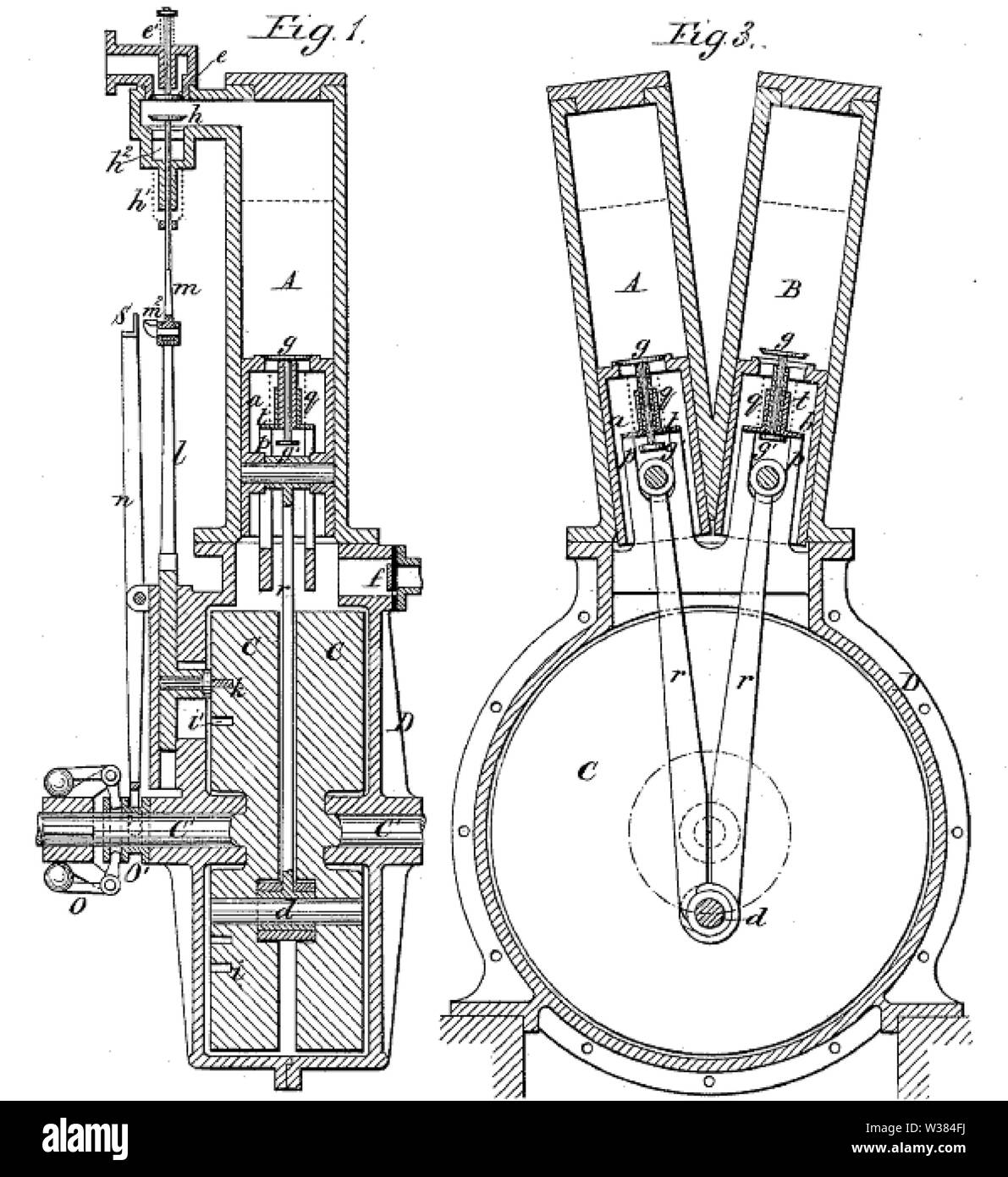 VTwin breveté par Gottlieb Daimler en 1889 Banque D'Images