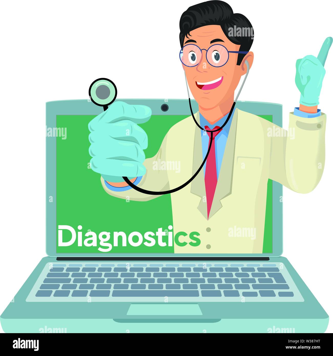 Médecin avec consultation médicale en ligne concept, les services de soins de santé Illustration de Vecteur