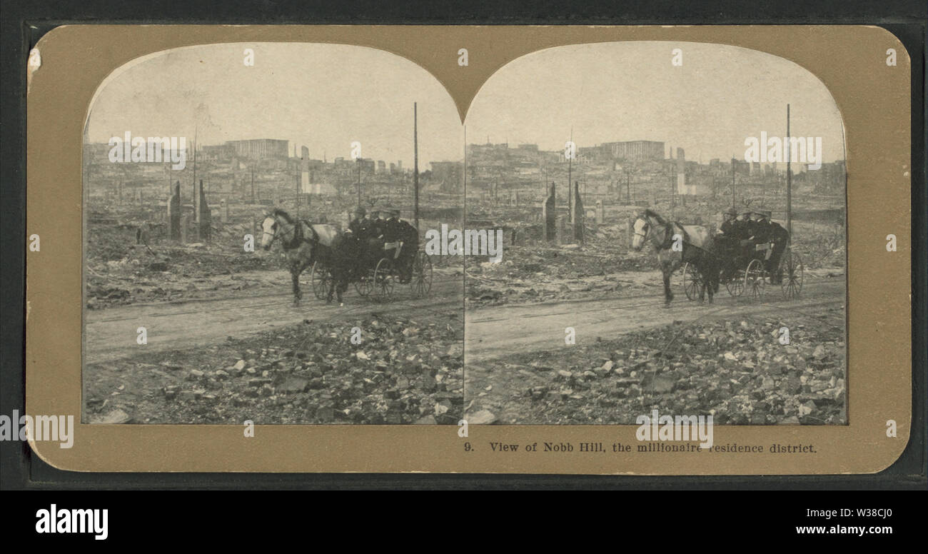 Avis de Nobb Hill, le quartier de résidence de millionnaire, de Robert N Dennis collection de vues stéréoscopiques 5 Banque D'Images