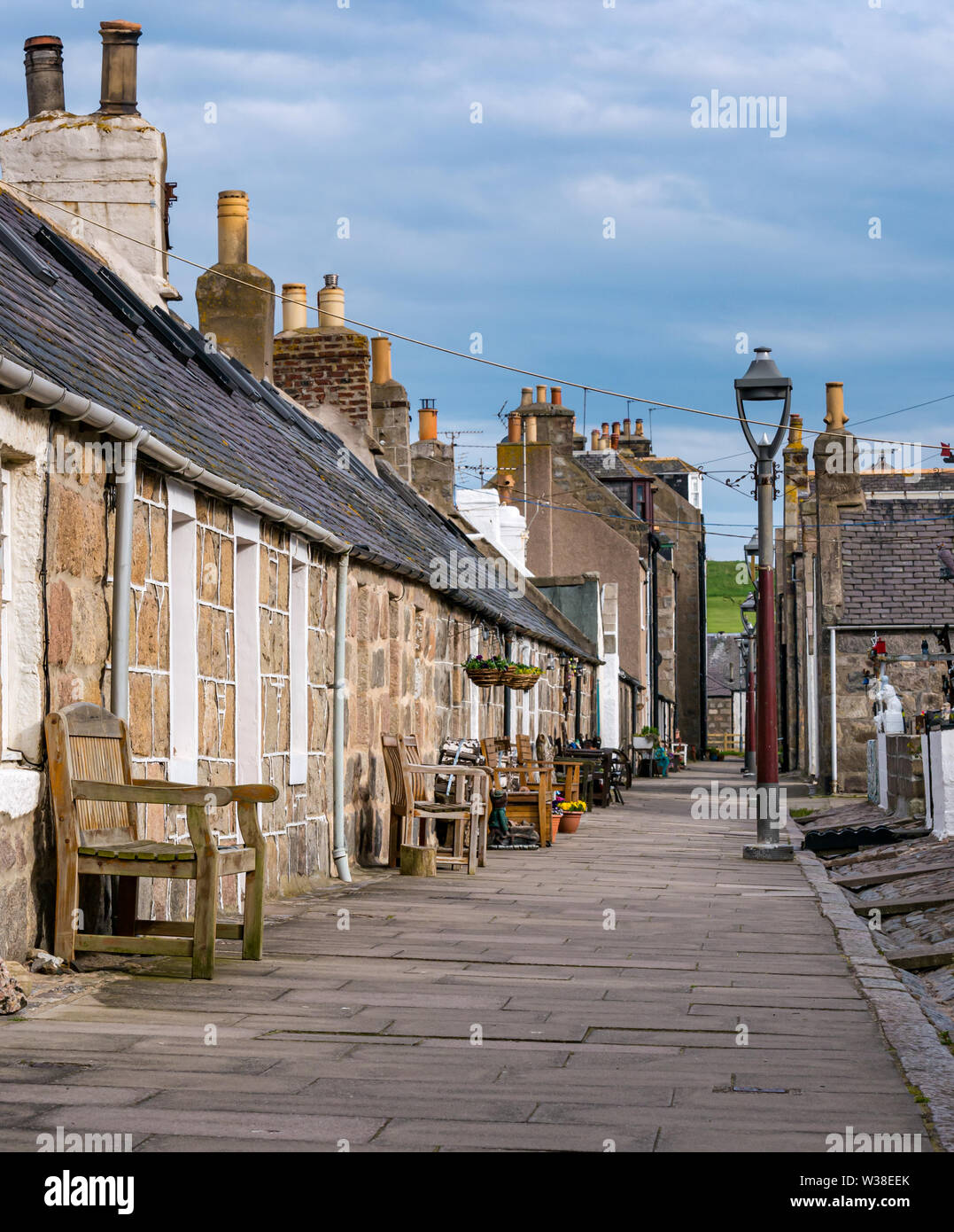 Cottages en Footdee, port d'Aberdeen, Écosse, Royaume-Uni Banque D'Images