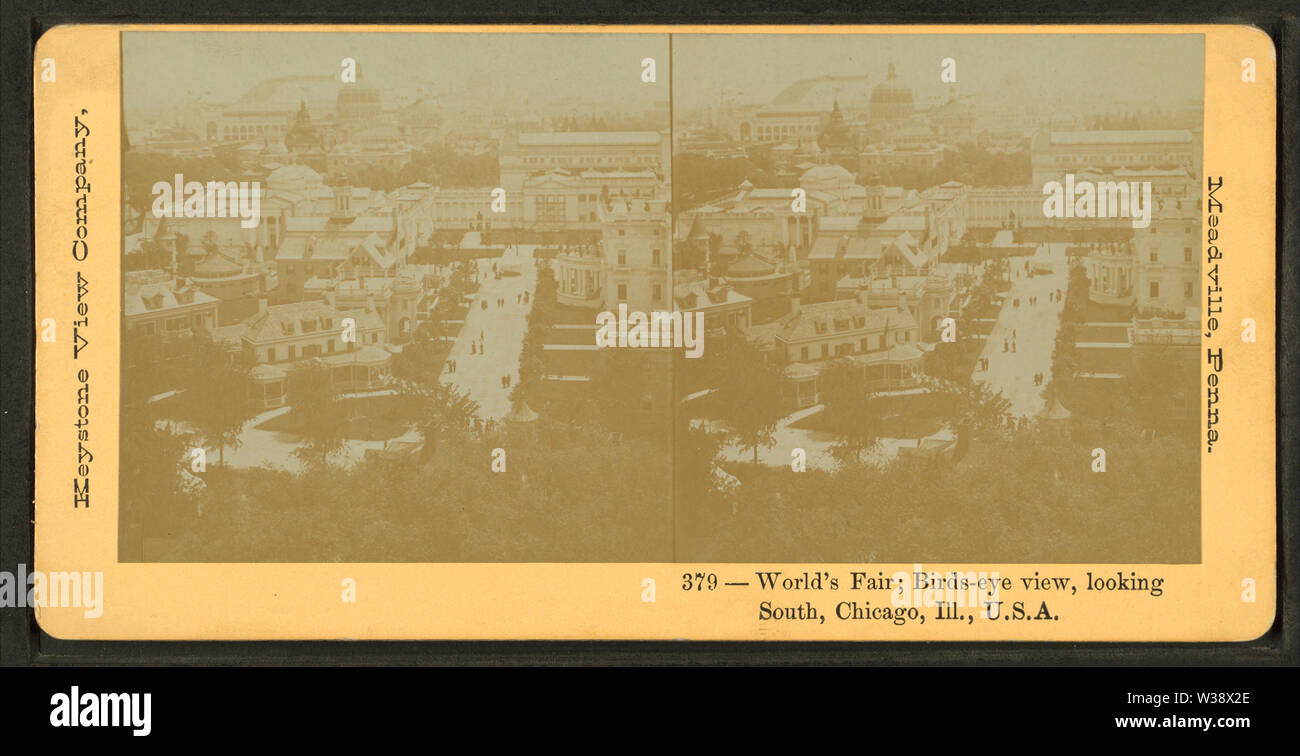 L'Exposition mondiale vue d'ensemble, en regardant vers le sud, Chicago, Illinois, USA, à partir de Robert N Dennis collection de vues stéréoscopiques Banque D'Images