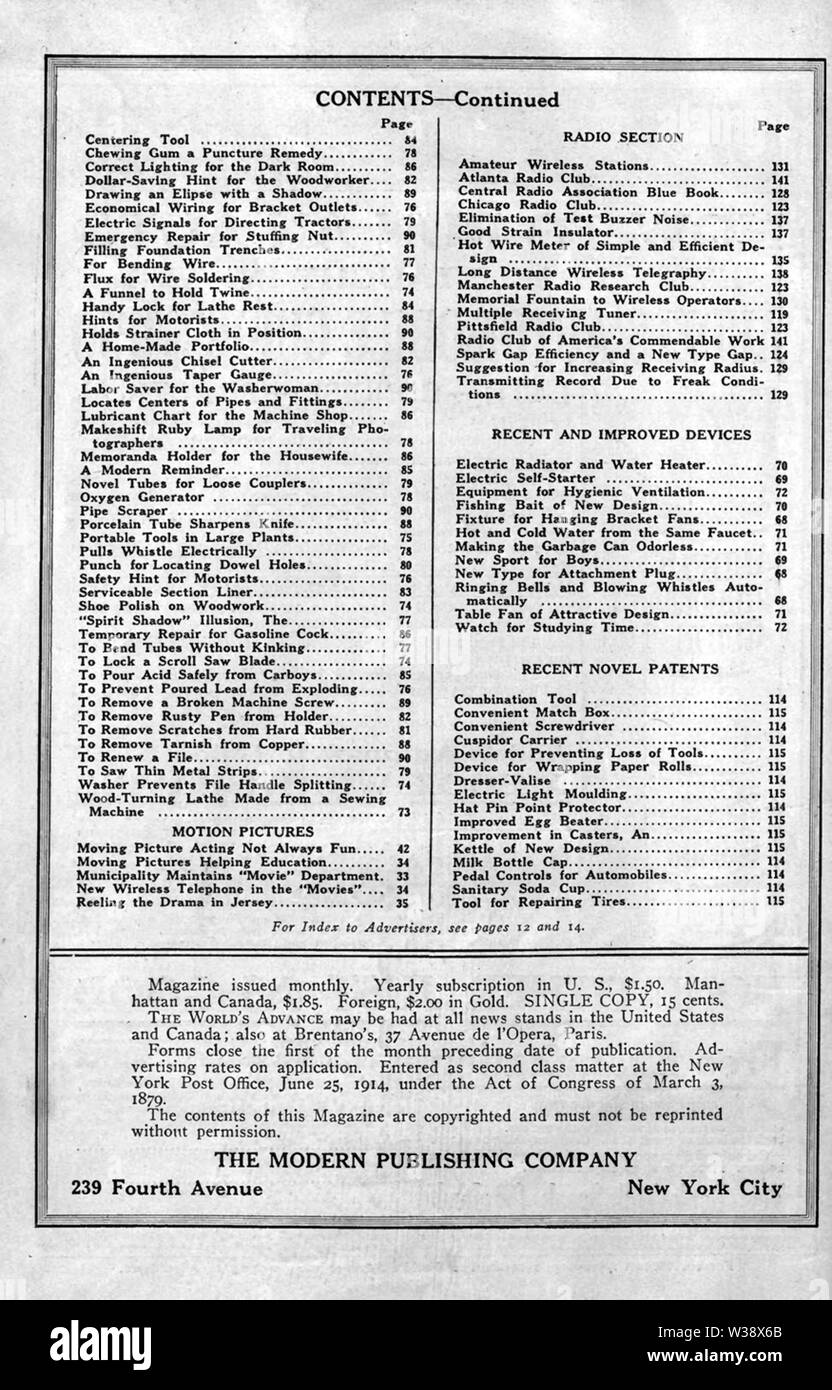 L'avance des mondes Jul 1915 toc10 Banque D'Images