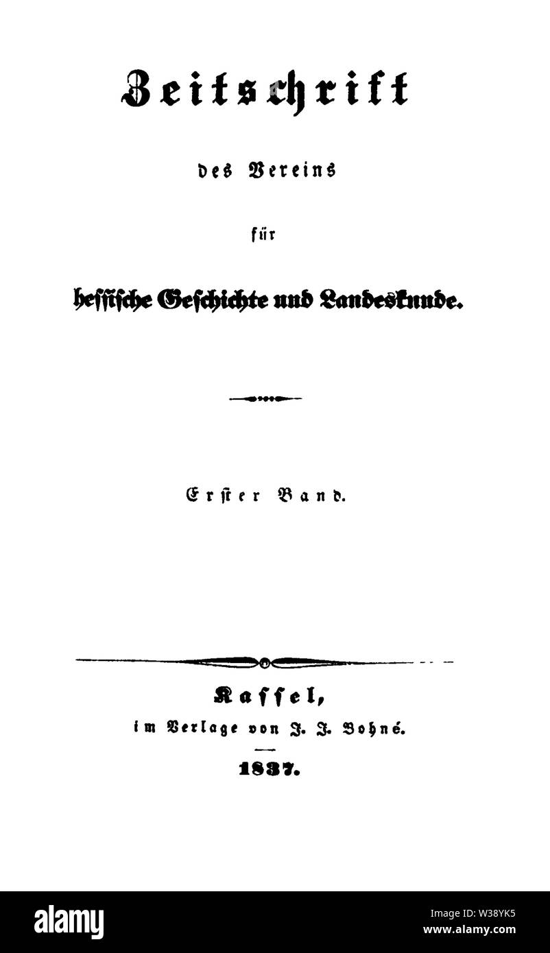 Zeitschrift des Vereins für hessische Geschichte und Landeskunde 1837 Titel Banque D'Images