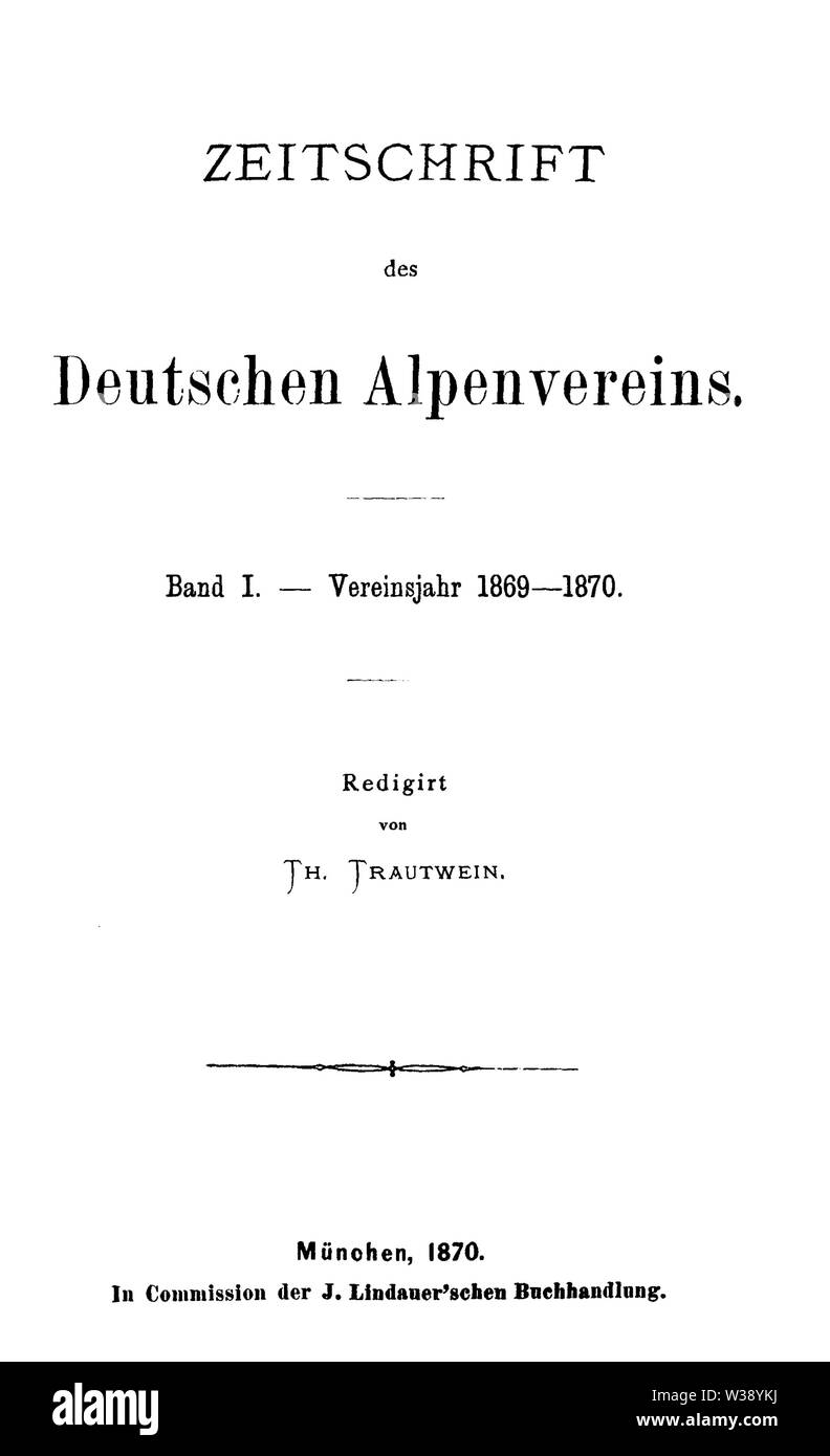Zeitschrift des Deutschen und Österreichischen Alpenvereins 1870 Titel Banque D'Images
