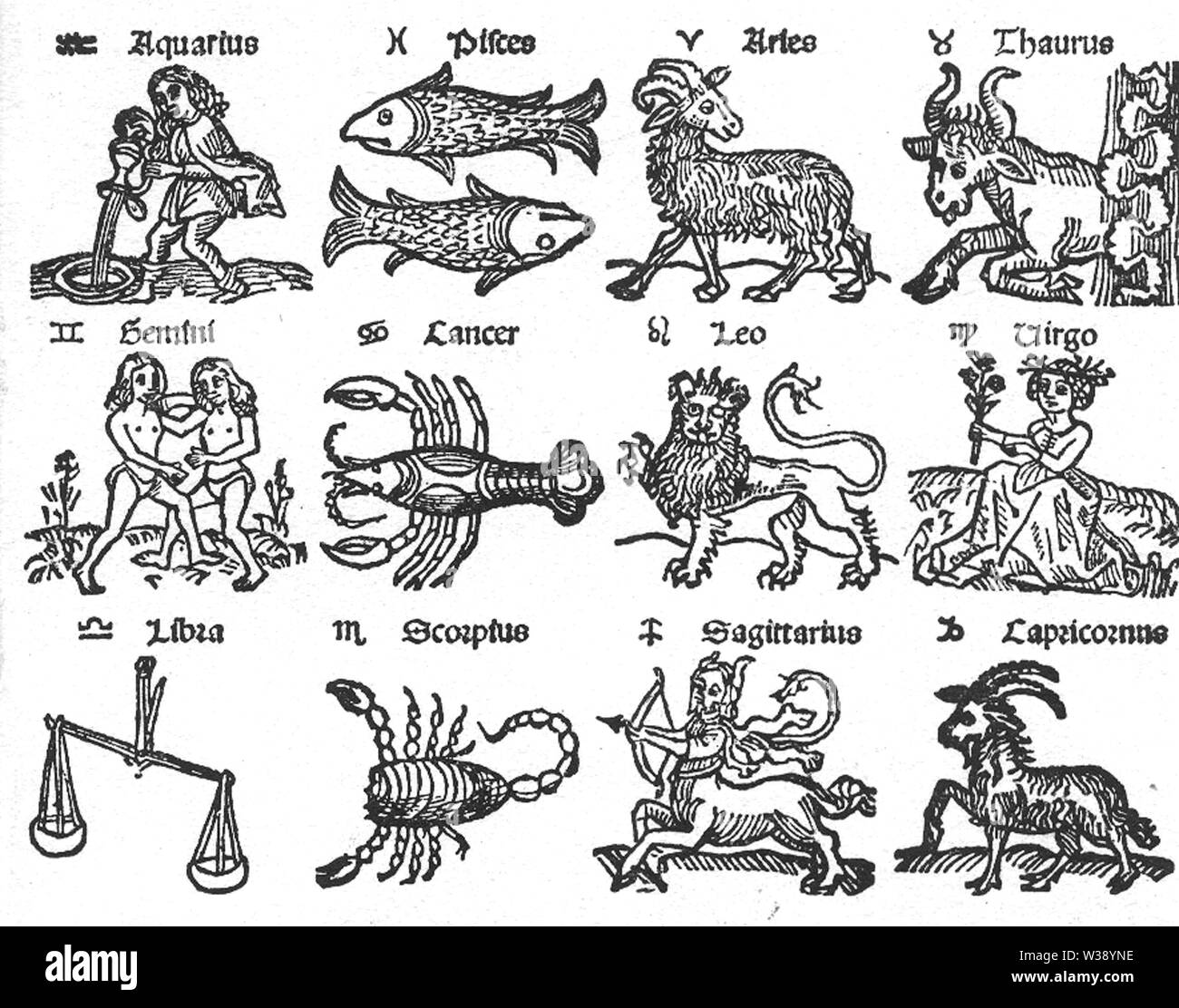 Zodiac woodcut Banque D'Images