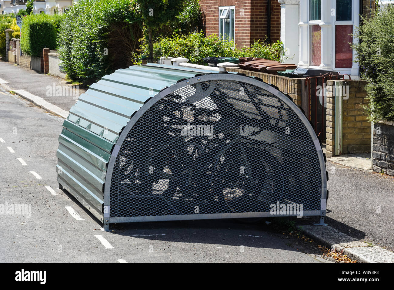 Bloquer le stockage pour les vélos à Londres, Angleterre Royaume-Uni UK Banque D'Images