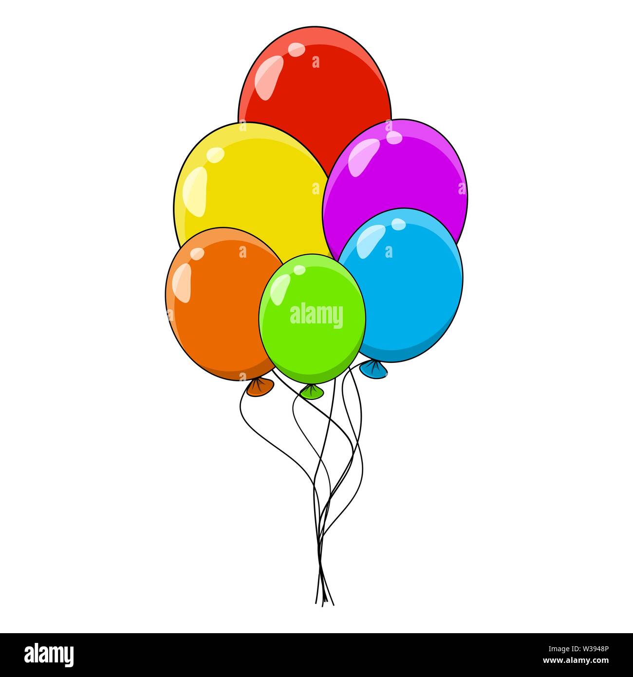 Bouquet de ballons colorés sur le ciel Concept d'illustration vectorielle  réaliste