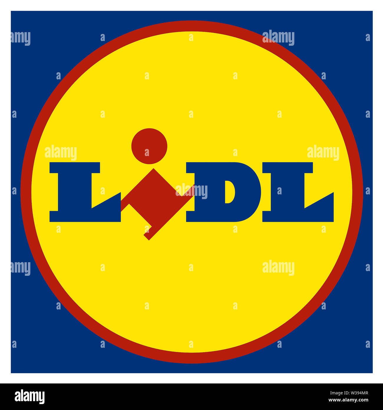 Logo de la chaîne de supermarchés discount mondial allemand Lidl avec siège à Neckarsulm - Allemagne. - L'Allemagne. Banque D'Images