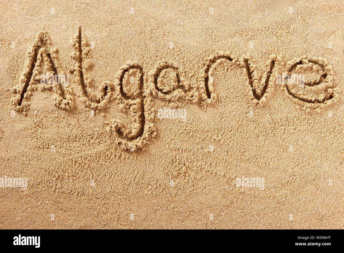 Algarve Portugal plage mot voyage écrit concept Banque D'Images