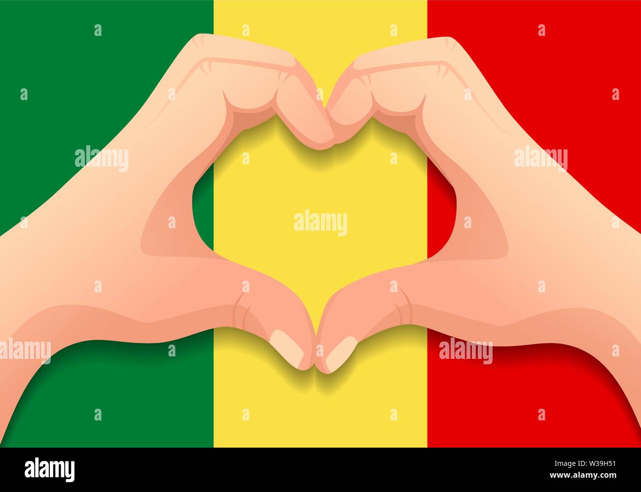 Mali drapeau et côté cœur. Contexte patriotique. Drapeau national du Mali vector illustration Illustration de Vecteur
