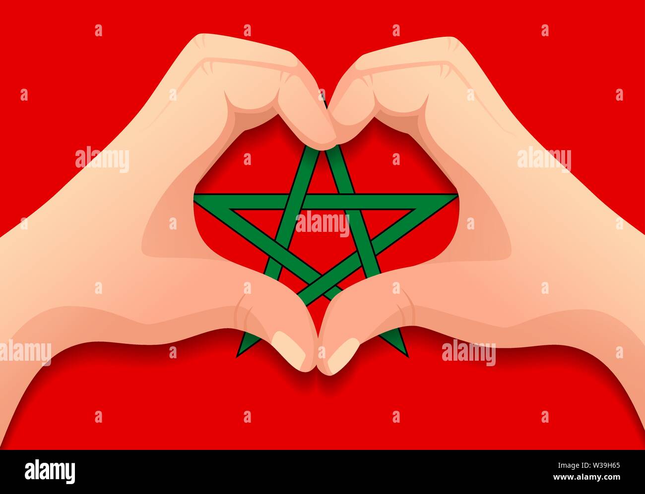 Drapeau du Maroc et en forme de coeur à la main. Contexte patriotique. Drapeau national du Maroc vector illustration Illustration de Vecteur