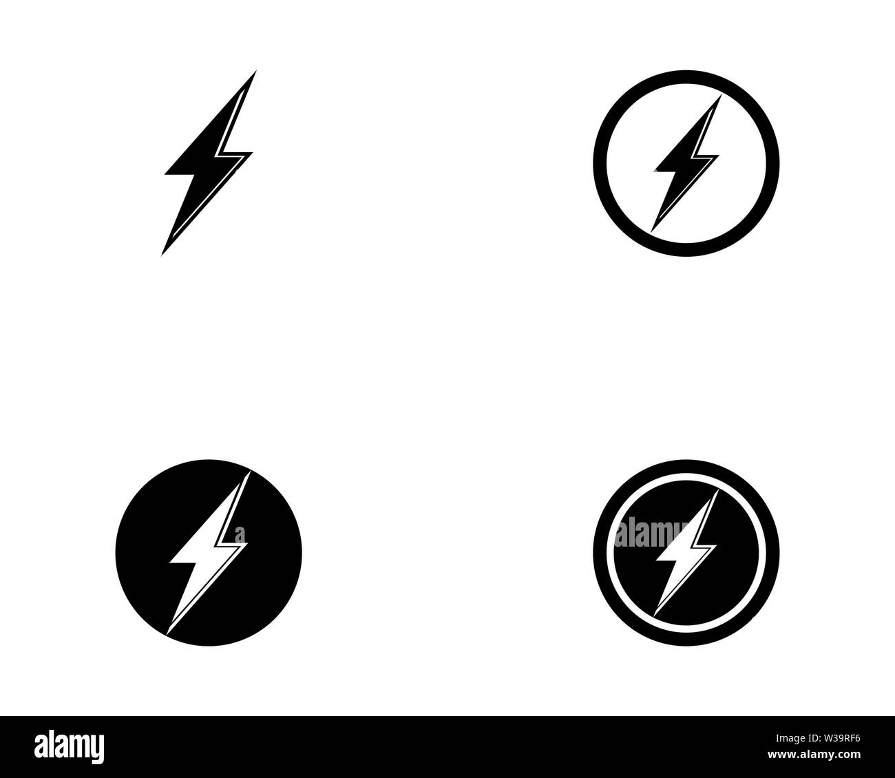 Thunder et la vis de Flash Éclairage Icons Set. Style plat sur fond sombre. Vector Banque D'Images