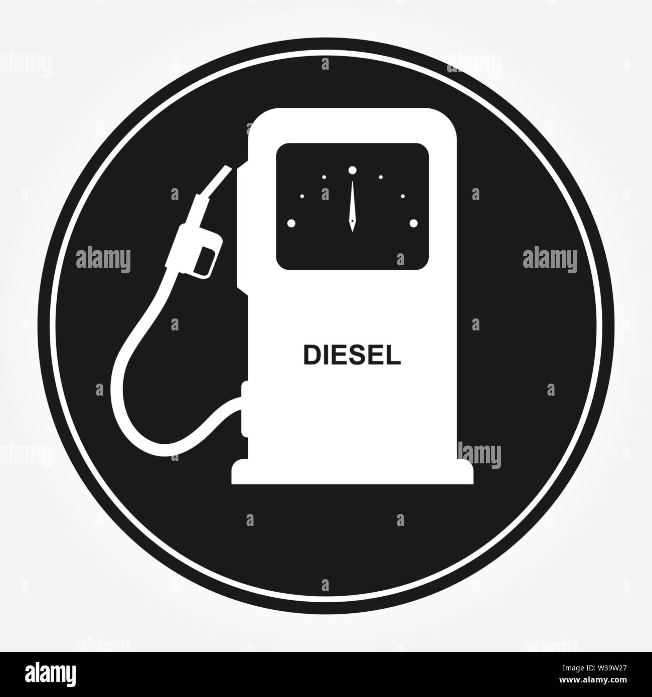 Symbole de la colonne pour le remplissage des voitures avec du carburant diesel. Télévision icône qui dit que le diesel. Icône de station de remplissage automatique. Illustration de Vecteur