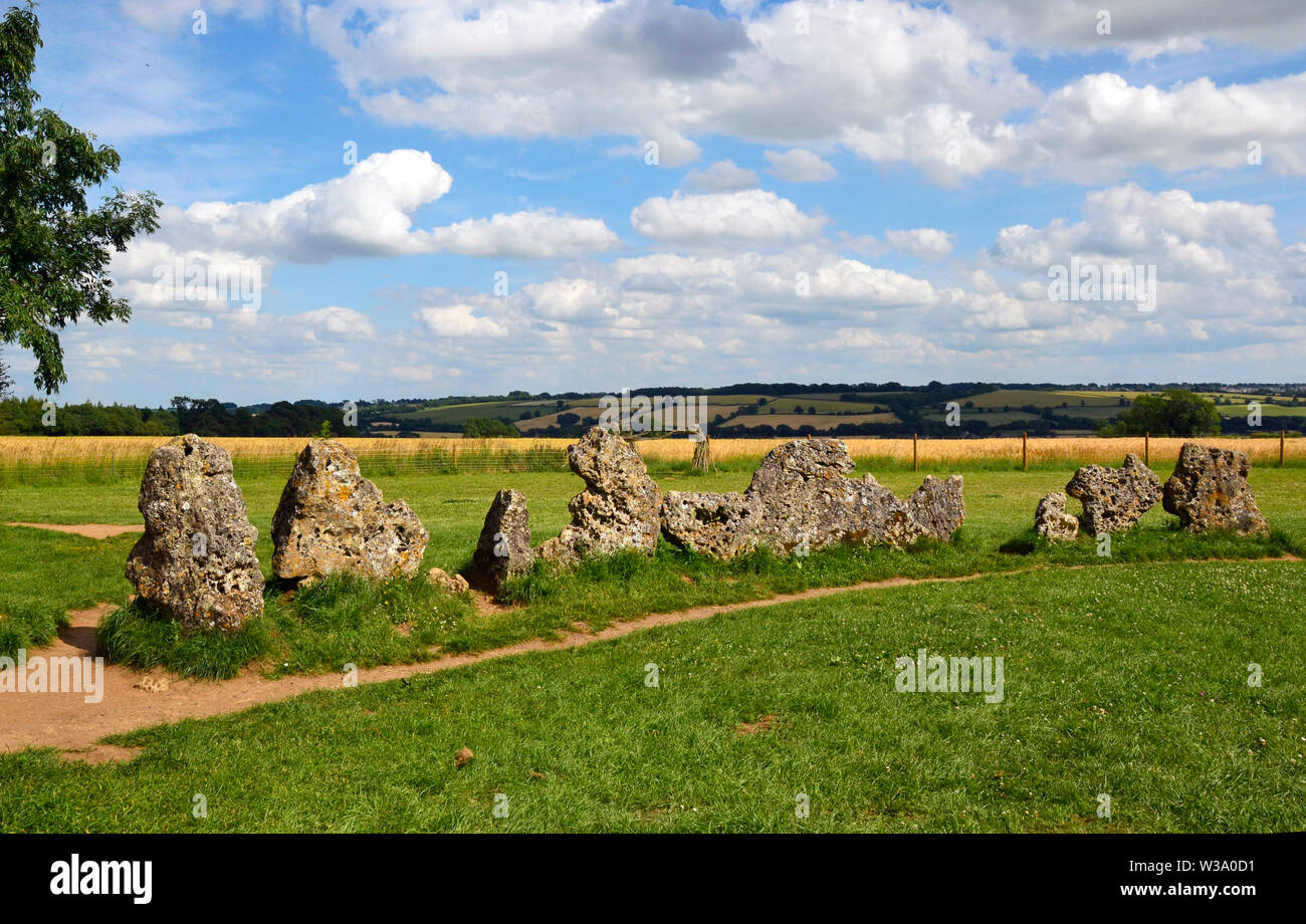 Les hommes du roi, le cercle de pierres de Rollright Stones, Pierre Cour, Grande Rollright, Chipping Norton, Oxfordshire, UK Banque D'Images