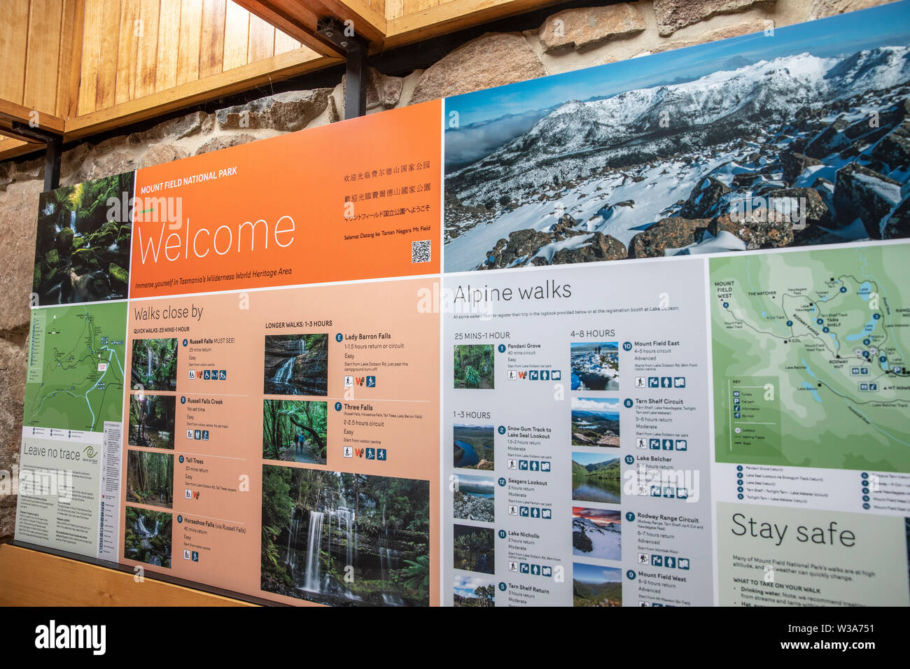 Parc National Mont Field en Tasmanie, bienvenue et d'information aux visiteurs de la National Park visitor centre, Tasmanie, Australie Banque D'Images