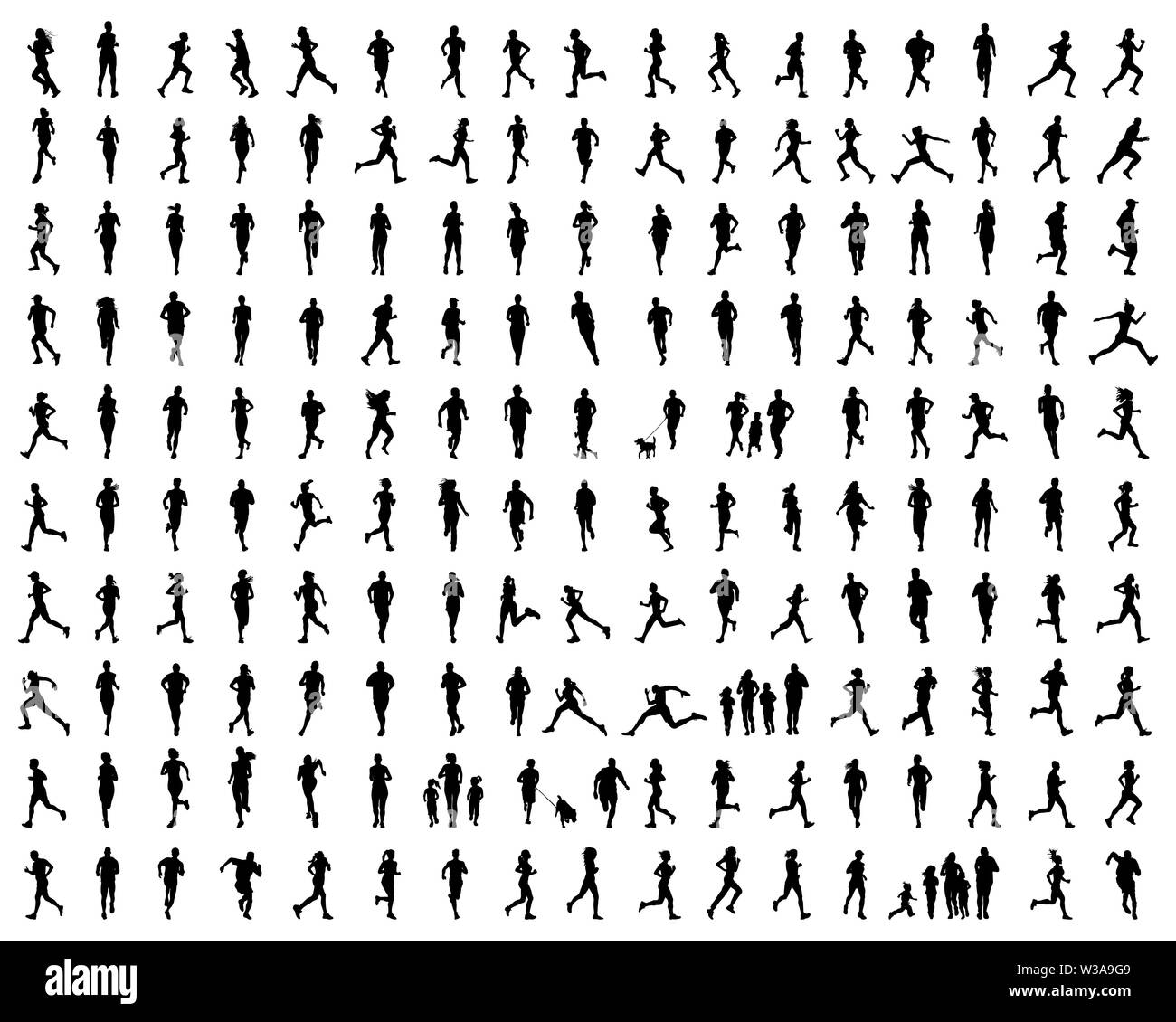 Silhouettes noires de coureurs, vector Banque D'Images