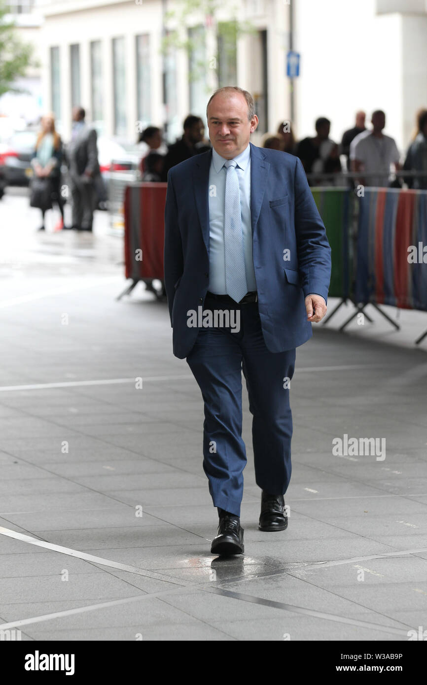 Londres, Royaume-Uni, 14 juillet 2019. Ed Davey a vu arriver aux studios de la BBC pour l'émission Andrew Marr Banque D'Images
