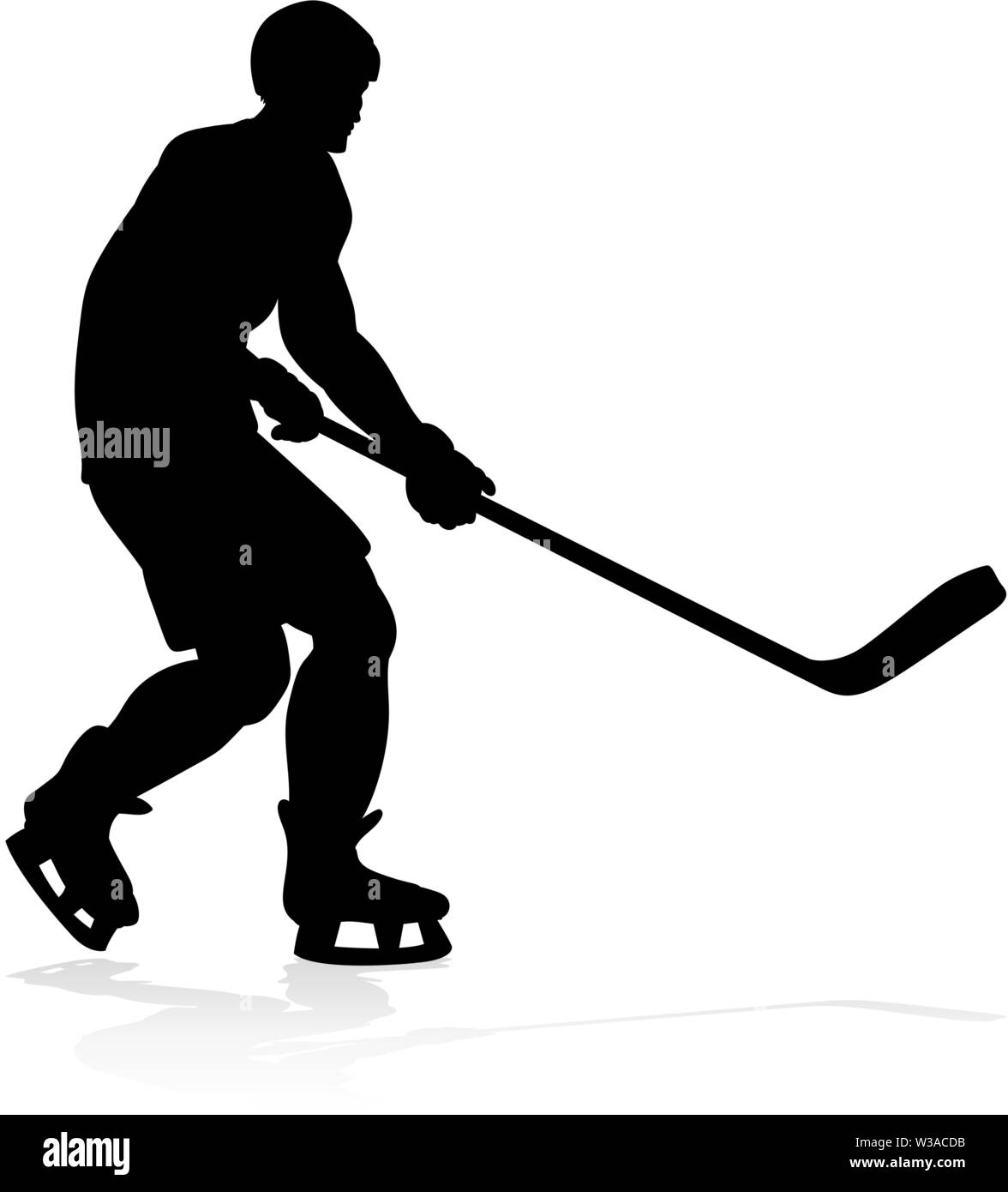 Sports Hockey Player Silhouettes Illustration de Vecteur