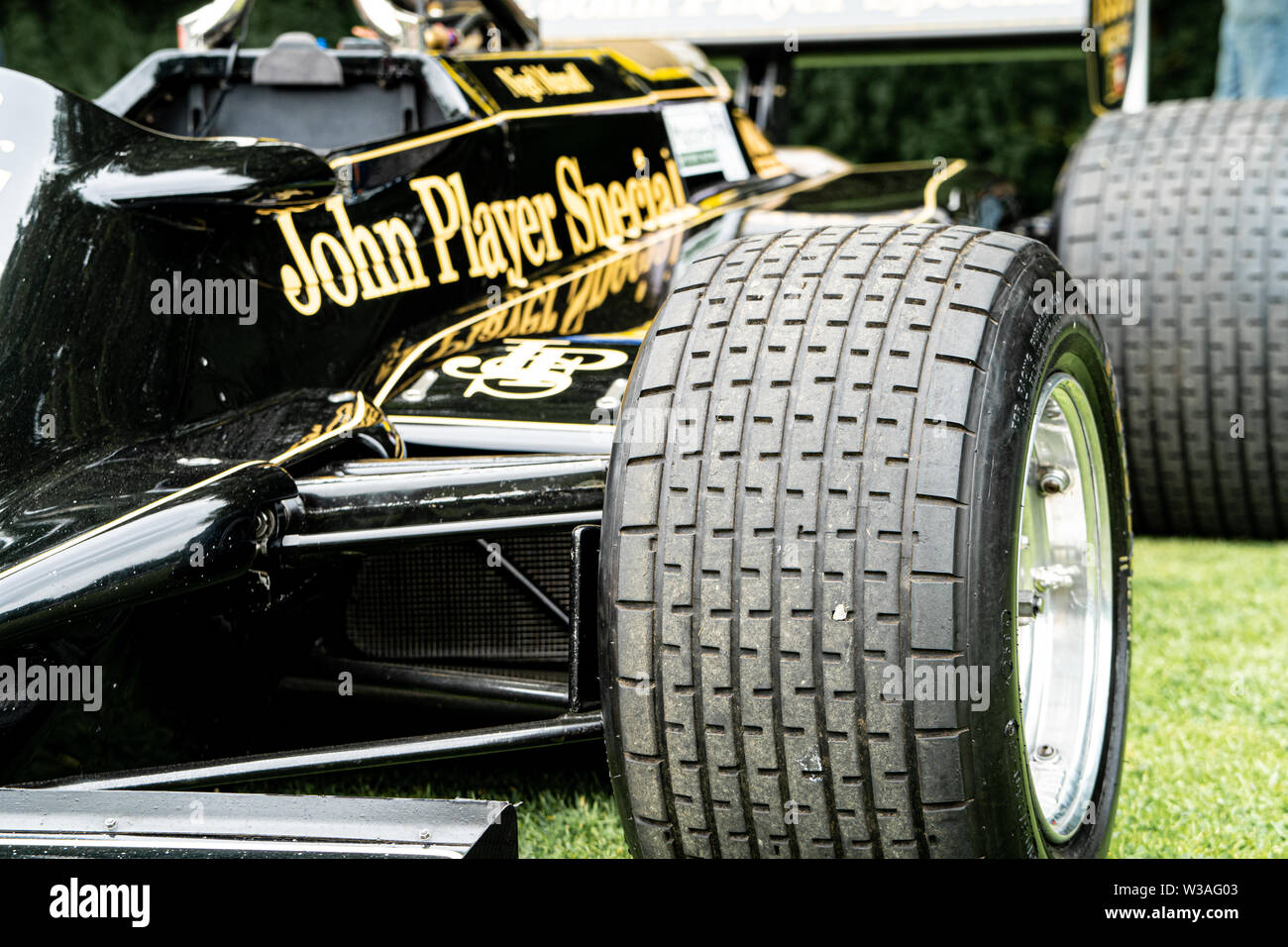 Nigel Mansell F1 Lotus 92 voitures classiques à l'Oakamoor Hill Climb, 13 juillet 2019, Oakamoor, Staffordshire, Royaume-Uni Banque D'Images