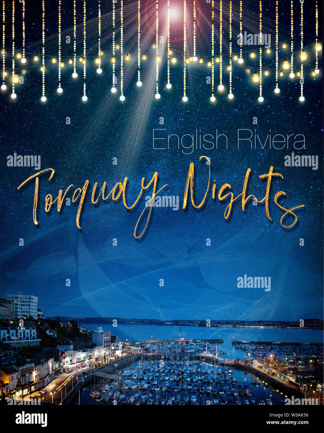 Fr - Torquay Devon : concept de vie nocturne avec de l'espace pour ajouter de texte Banque D'Images