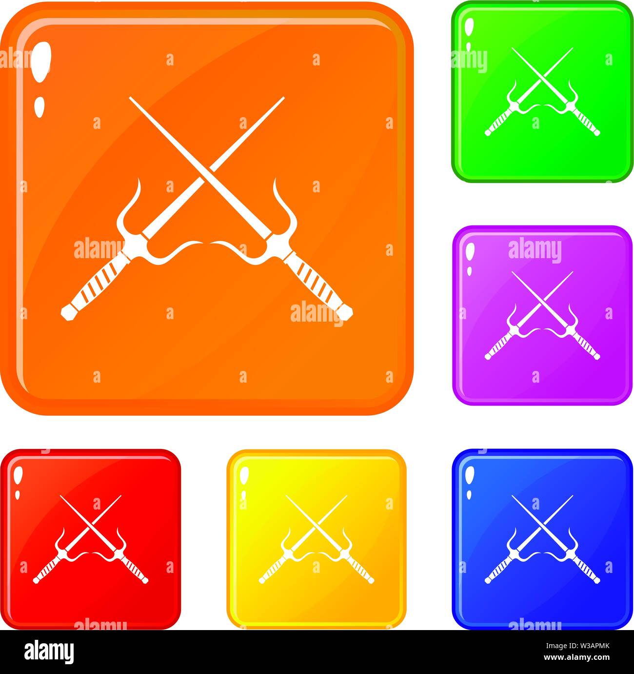 Paire de Sai icons set vector color Illustration de Vecteur