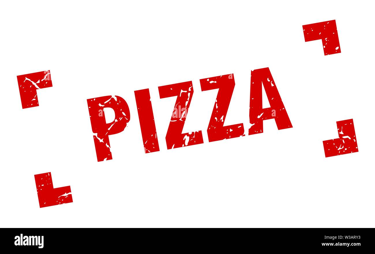 Pizza pizza square stamp. grunge signe. pizza Illustration de Vecteur