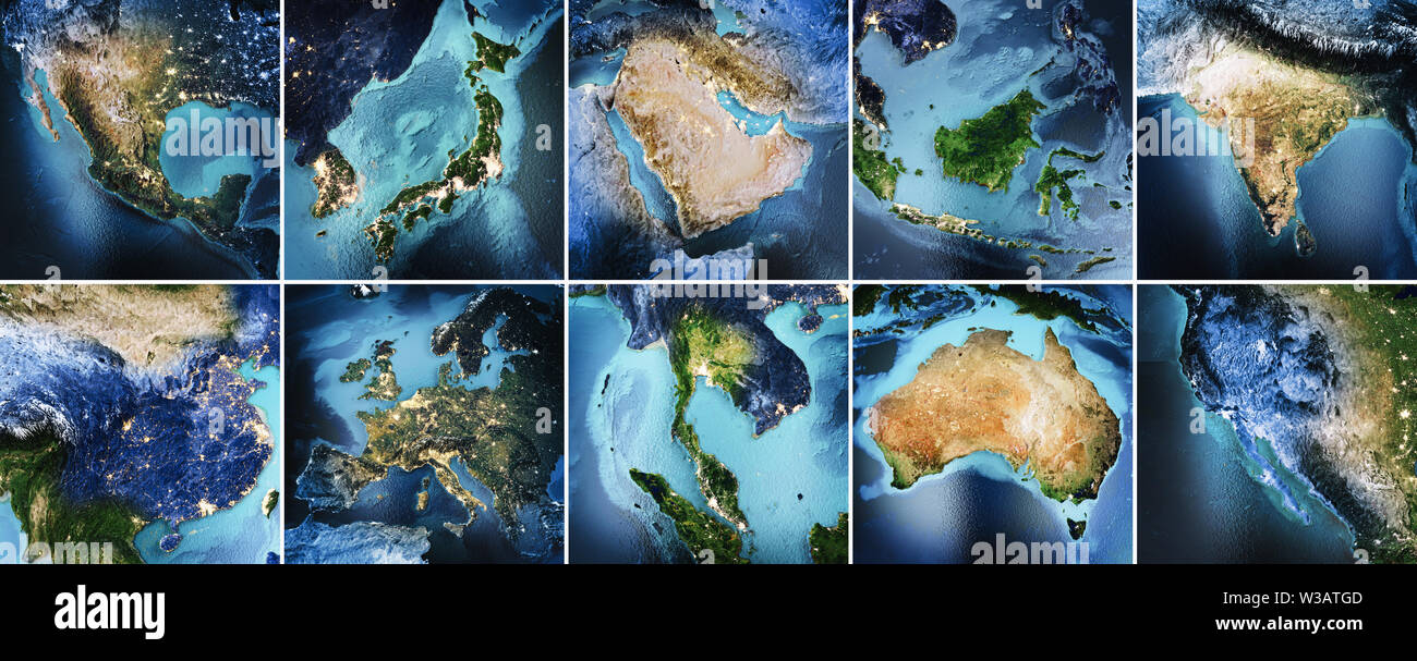 La planète Terre de l'ensemble de cartes de géographie Banque D'Images