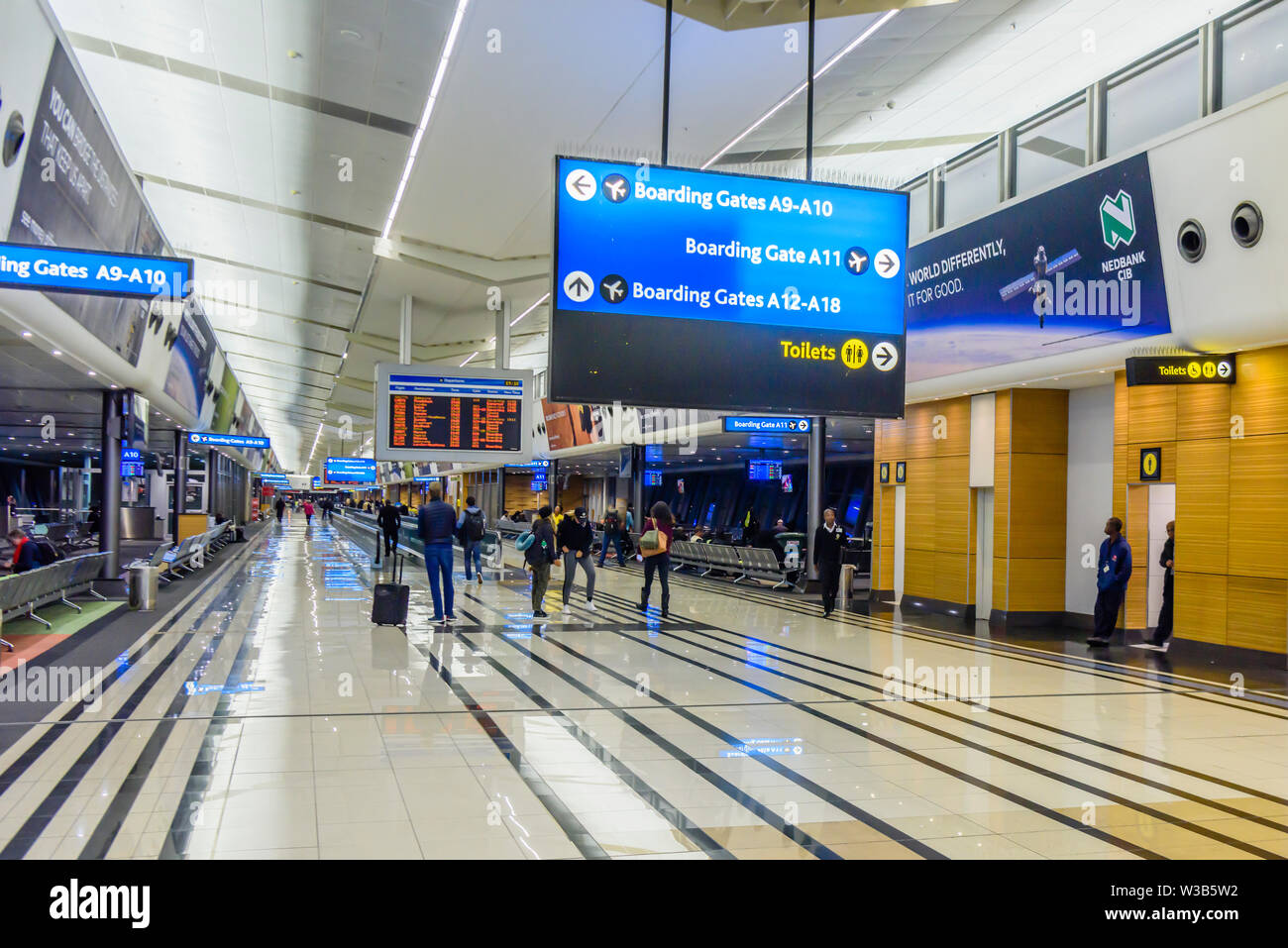 L'intérieur de la salle de départ de l'Aéroport International O.R Tambo, Johannesburg, Afrique du Sud Banque D'Images