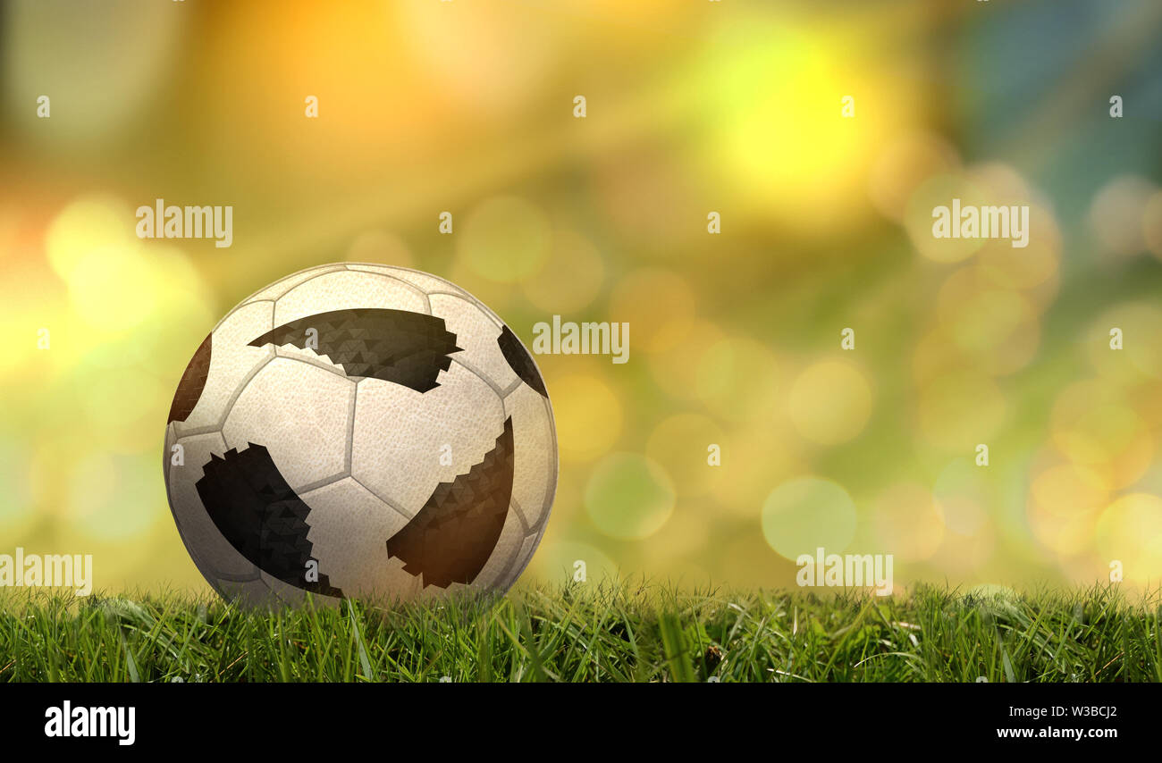 ballon de football à motif moderne sur pelouse Banque D'Images