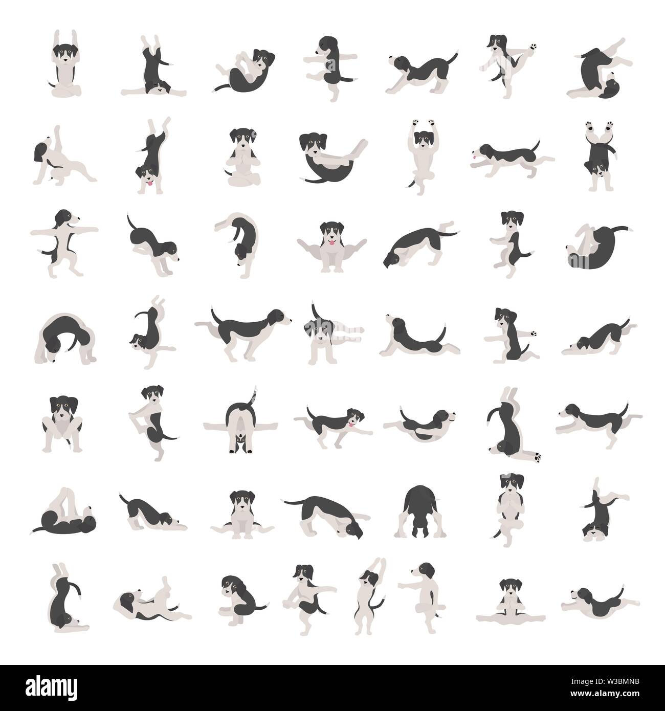 Les chiens et les exercices de yoga pose faire clipart. Funny cartoon design de l'affiche. Vector illustration Illustration de Vecteur