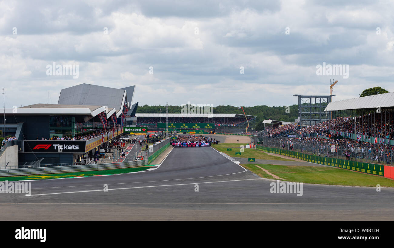 Silverstone, UK. 14 juillet, 2019. Un aperçu de le circuit de Silverstone dans Jour de la course de Formule 1 lors du Grand Prix Rolex 2019 au circuit de Silverstone le dimanche, Juillet 14, 2019 en Angleterre, de TOWCESTER. Credit : Taka G Wu/Alamy Live News Banque D'Images