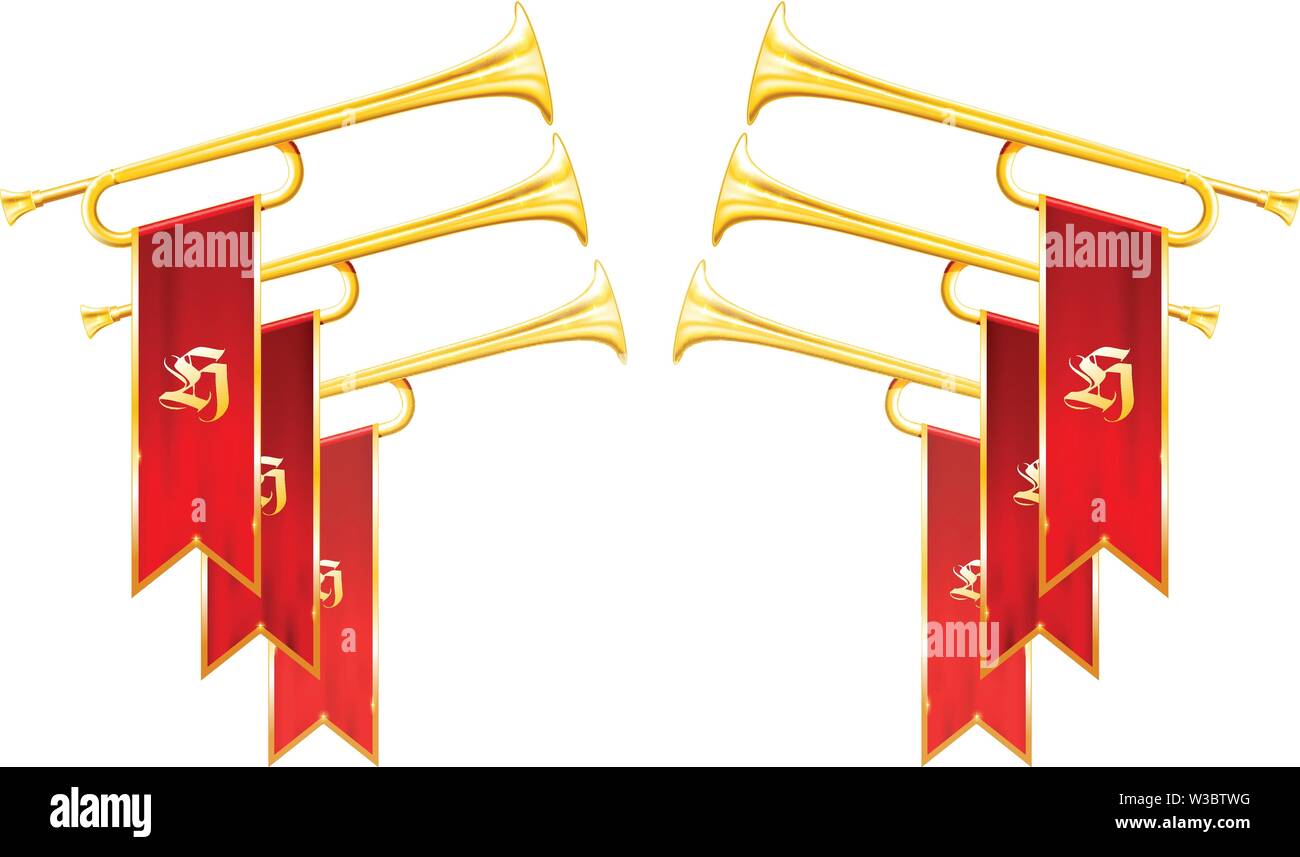 Triumph - Fanfare traversé vintage trompettes symbolisent la gloire de la victoire Illustration de Vecteur