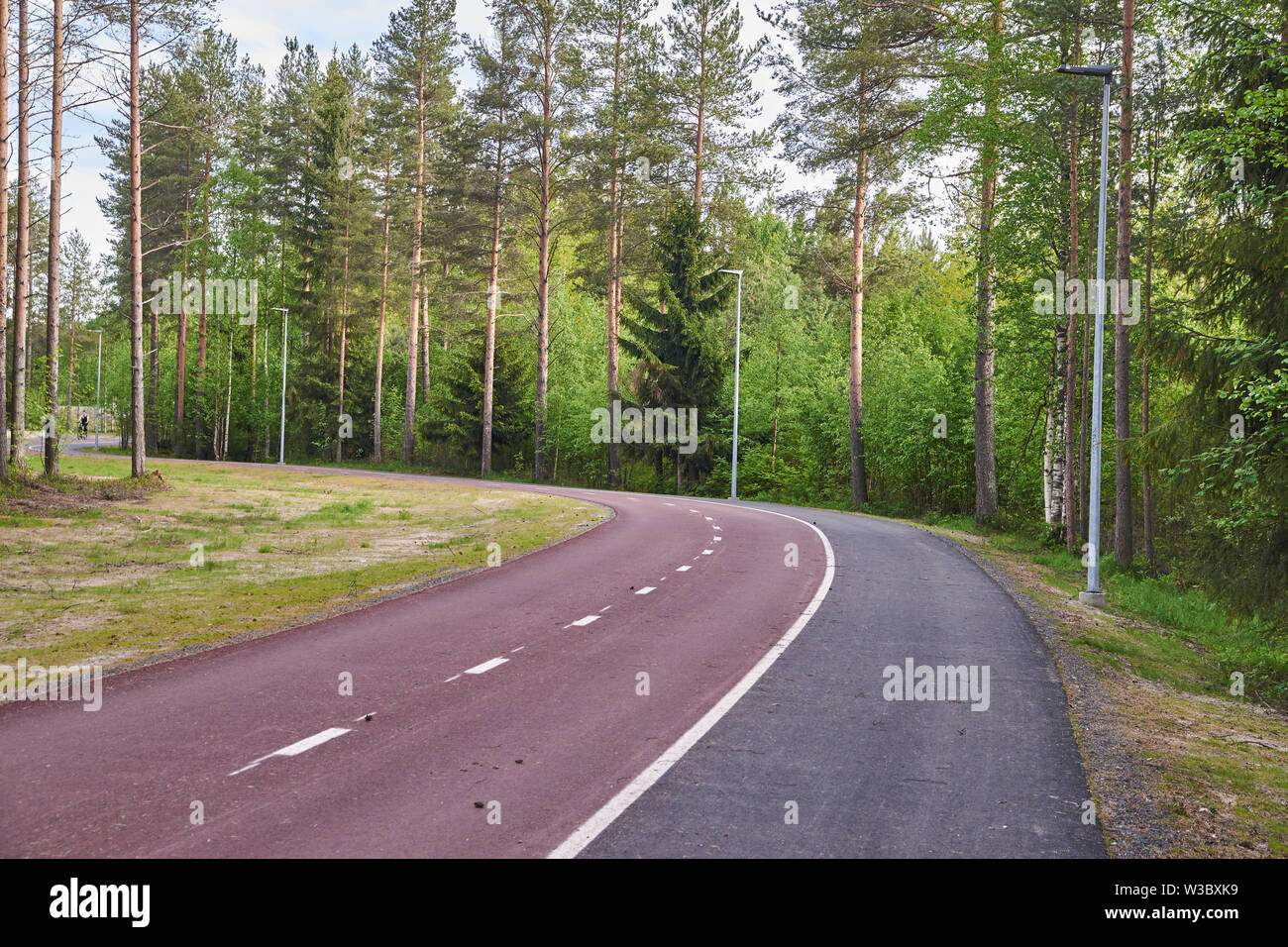 Itinéraire cycliste à Oulu, Finlande Banque D'Images