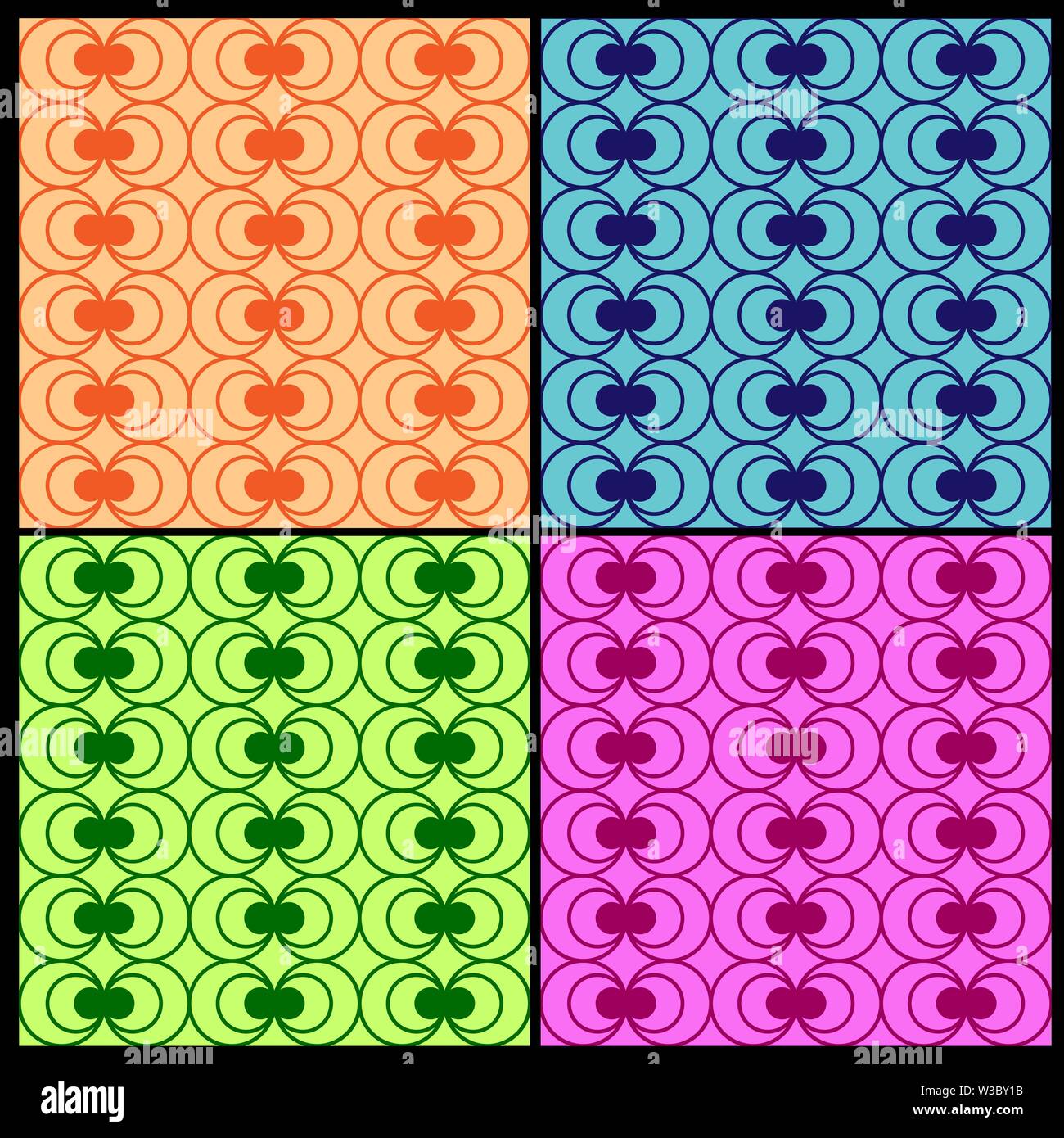 Ensemble de modèles intégrés multi-couleur des cercles et des cercles. Couleurs aléatoires moderne. Idéal pour les textiles, l'emballage, l'impression papier, de simples artifices Illustration de Vecteur