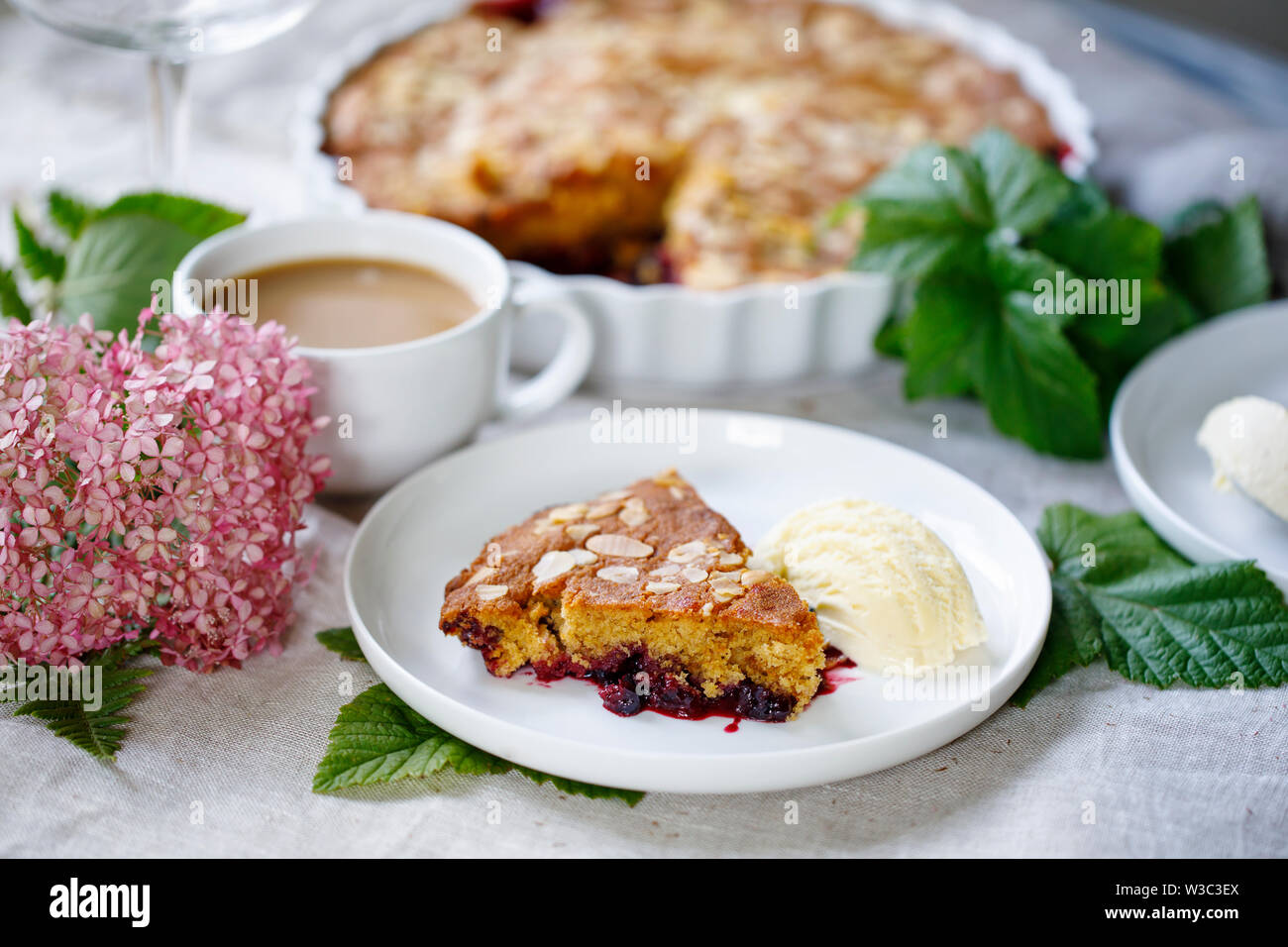 Gateau Aux Amandes Et Cassis Glace Vanille Photo Stock Alamy Gateau Aux Amandes Et Cassis Glace Vanille Photo Stock Alamy