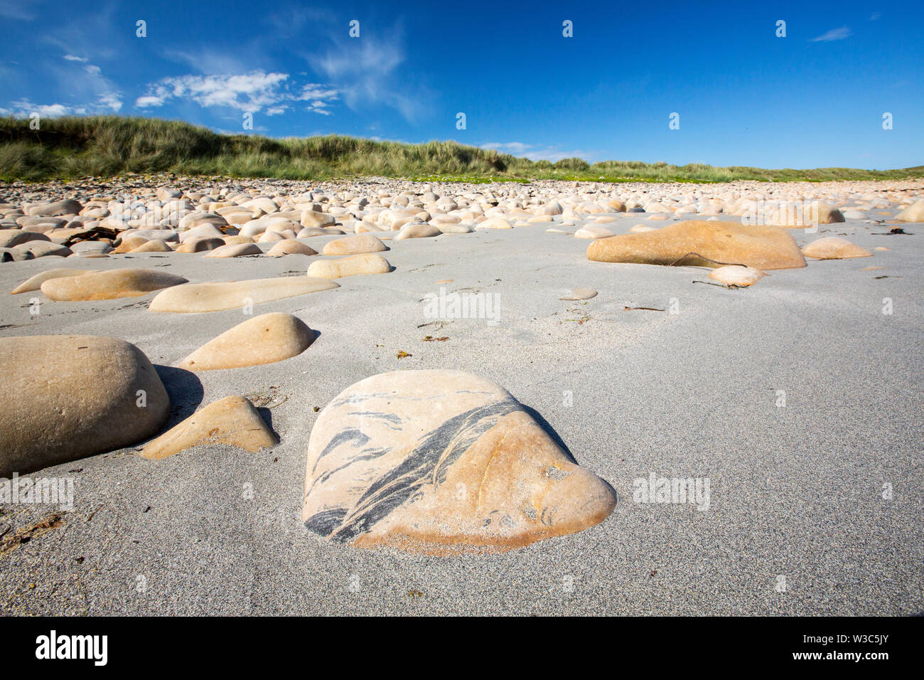 Rochers de grès à Taracliff Bay sur les Orcades, en Écosse, au Royaume-Uni. Banque D'Images