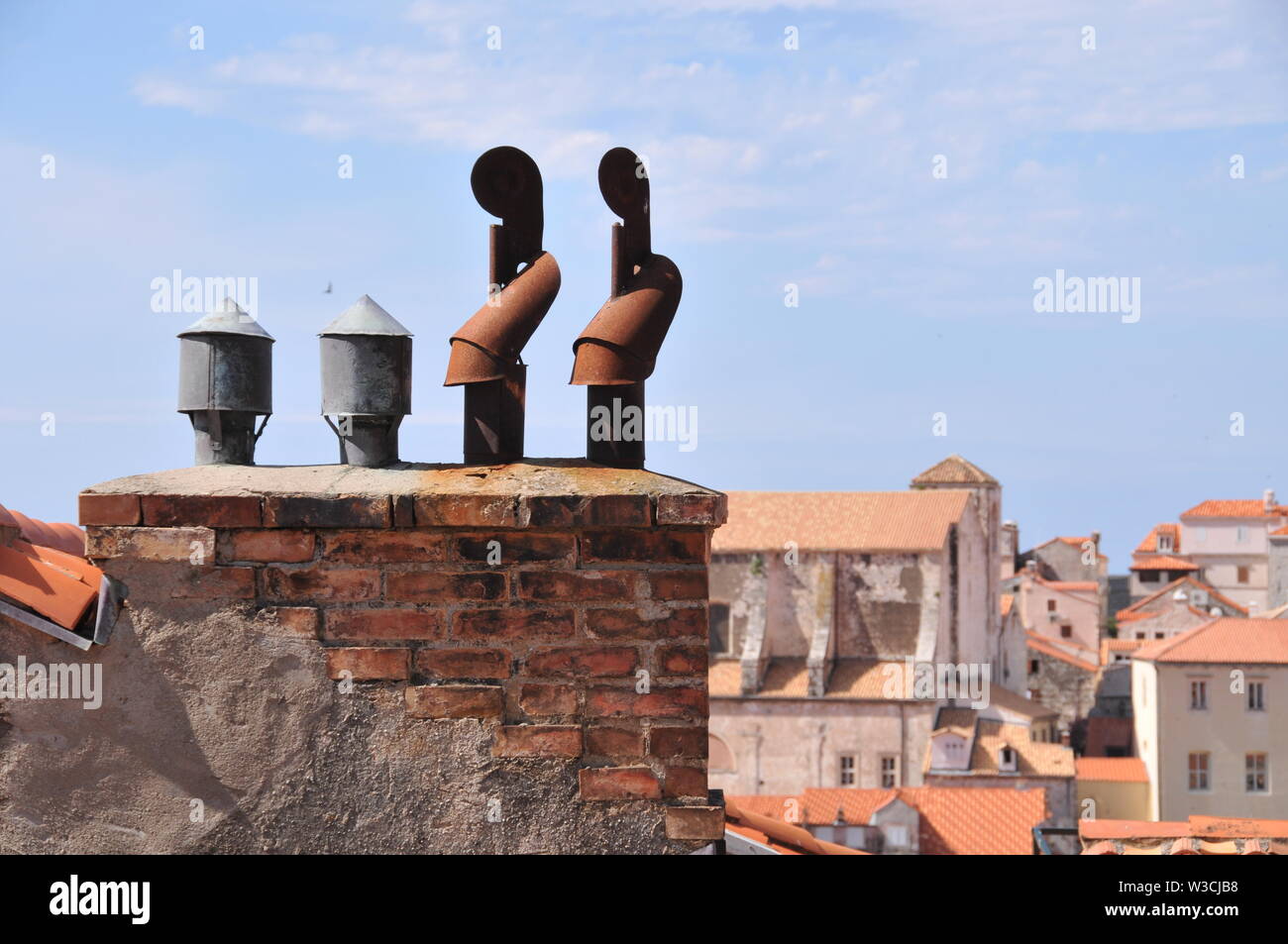 Roof Top caps Cheminée Dubrovnik Banque D'Images