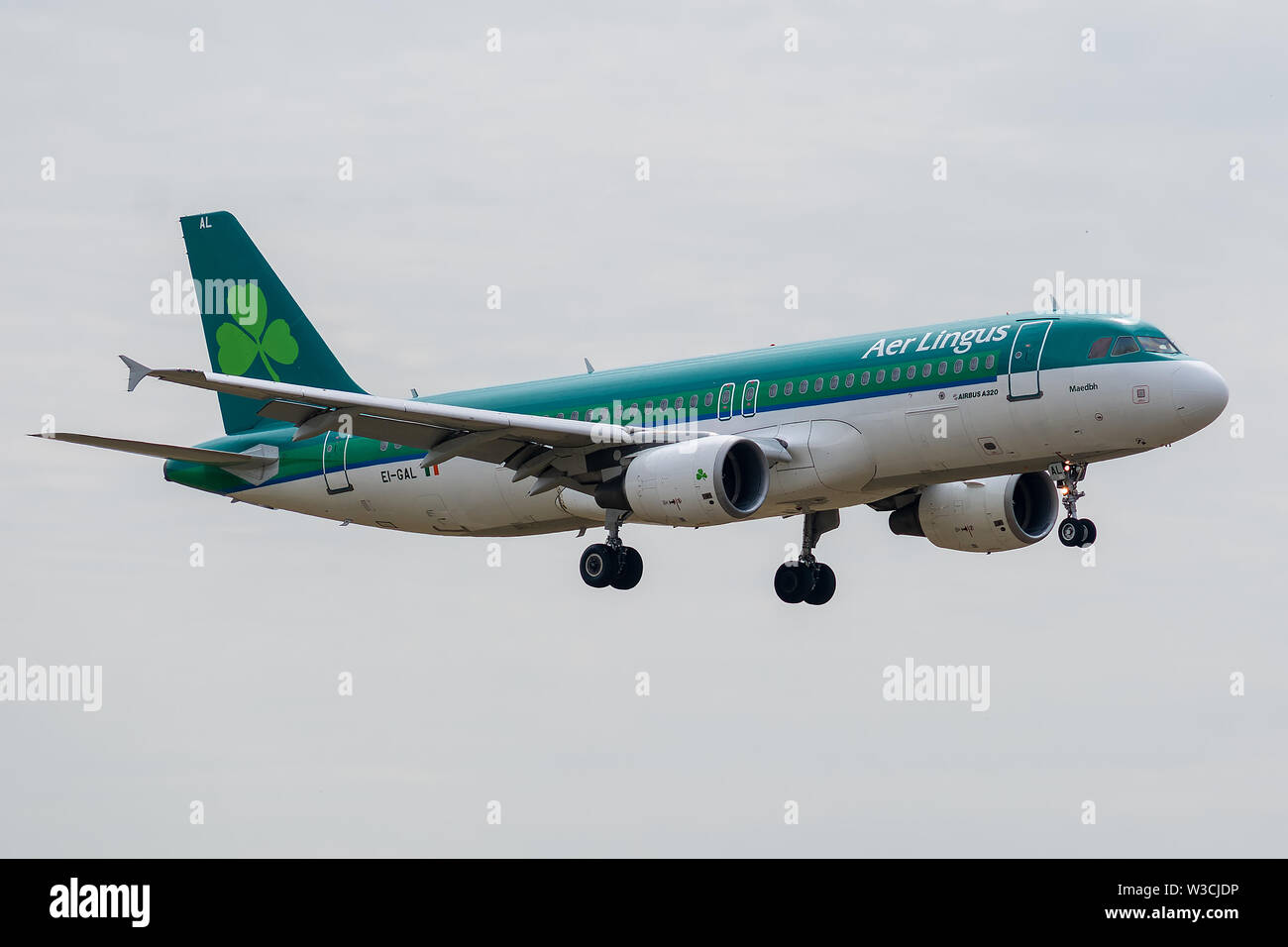 EI-GAL, le 11 juillet 2019, l'Airbus A320-214-3789 atterrissage sur les pistes d'aéroport Paris Roissy Charles de Gaulle à la fin de l'Aer Lingus EI524 flight Banque D'Images