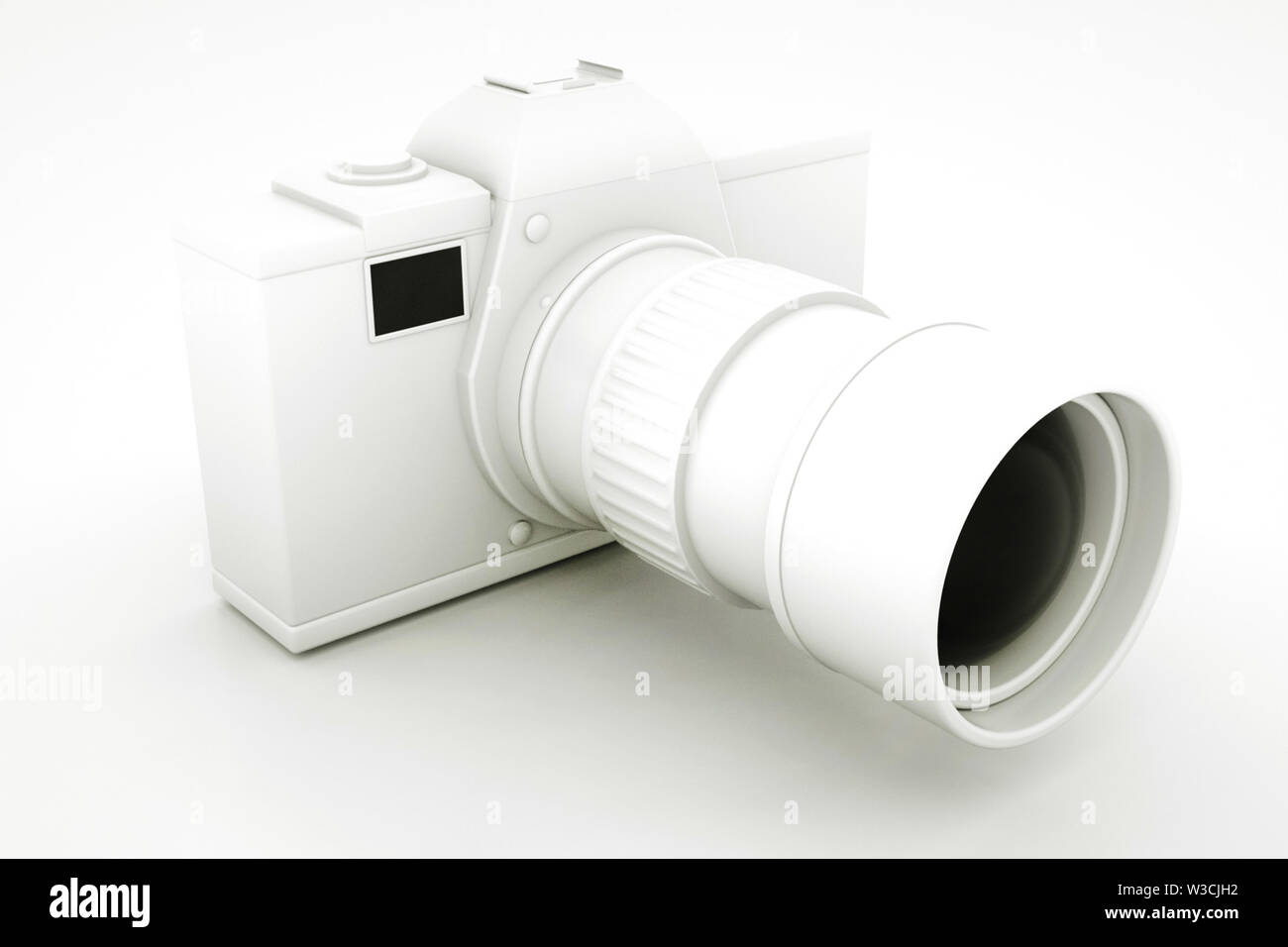 Reflex numérique noir et blanc Appareil photo. 3D illustration. Banque D'Images