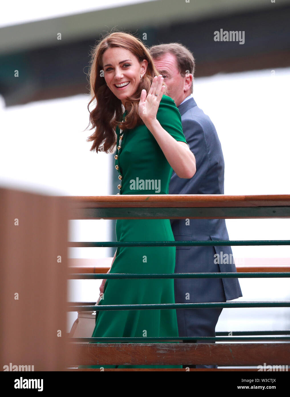 Wimbledon, Londres, Royaume-Uni. 13 juillet 2019. Kate Middleton (duchesse de Cambridge) arrive pour regarder la finale dames entre Serena Williams et Simona au Wimbledon : tennis, Wimbledon, Londres, le 13 juillet 2019 Crédit : Paul Marriott/Alamy Live News Banque D'Images