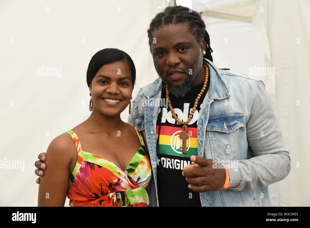 Trent Park, Londres, UK. 14 juillet 2019. Elie est un chanteur en prestation au 10ème anniversaire de l'année Maurice Open Air Festival (MOAF2019) plus gros et non-stop effectue avec de la nourriture de tous les coins du globe et de l'artisanat à Trent Park, le 14 juillet 2019, Londres, Royaume-Uni. Credit Photo : Alamy/Capital Live News Banque D'Images