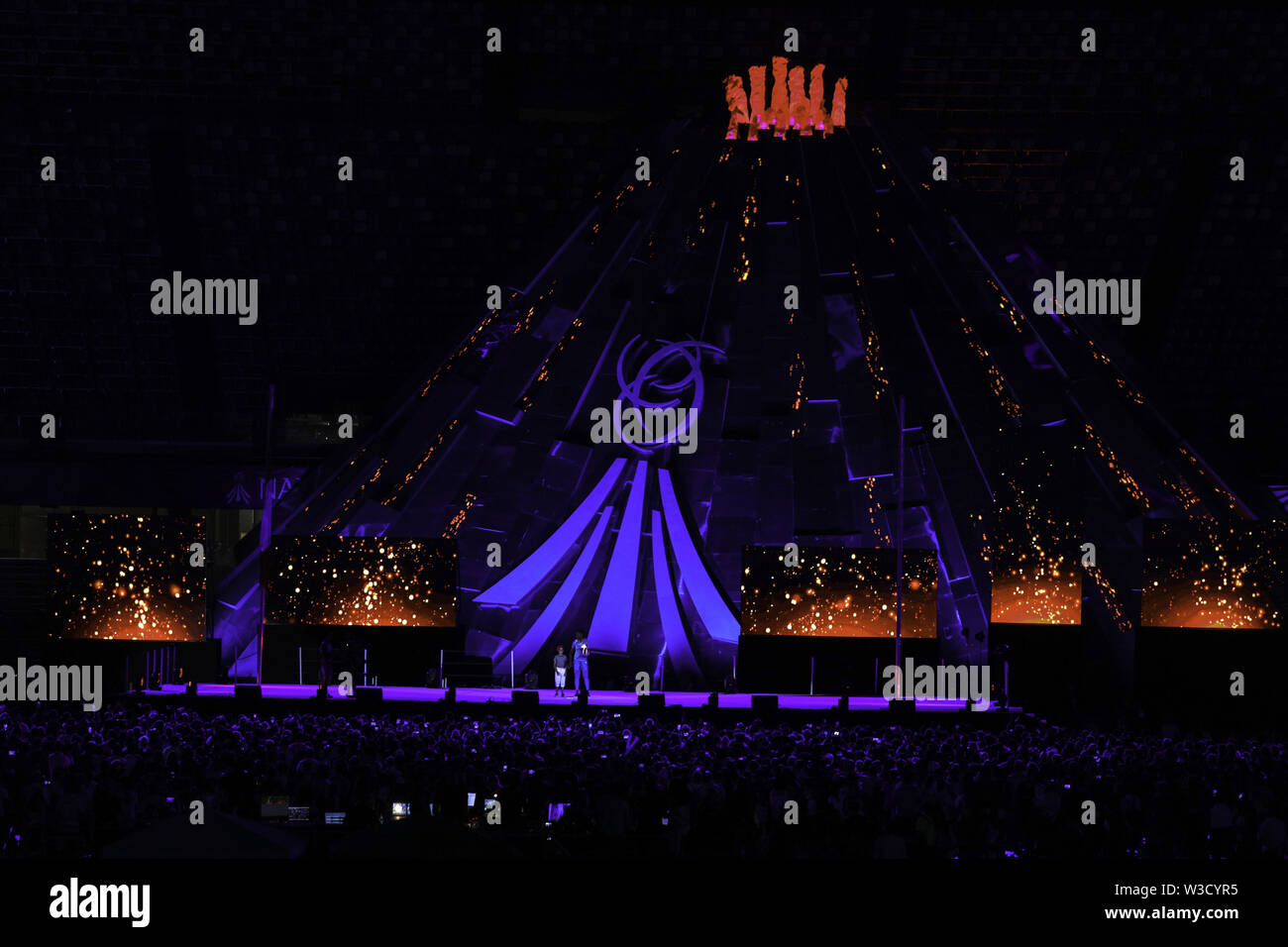 Naples, Campanie. 14 juillet, 2019. L'Italie, le 14 juillet 2019 au stade San Paolo à Naples a la cérémonie de clôture des jeux ouvert aux étudiants des universités. Crédit : Fabio Sasso/ZUMA/Alamy Fil Live News Banque D'Images