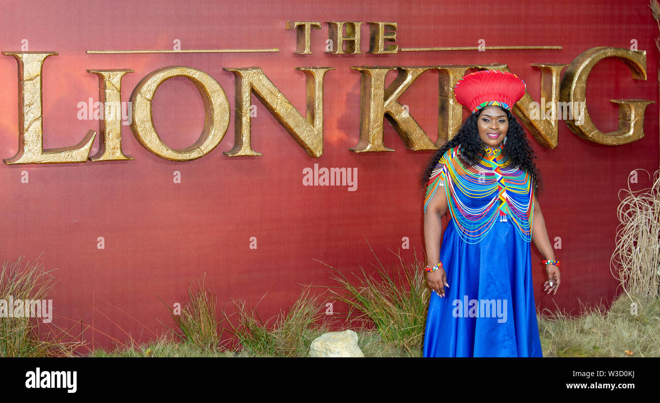 Londres, Royaume-Uni. 14 juillet 2019. Mkhize Lindiwe assiste à la 'Le Roi Lion' Première européenne tenue à l'Odeon Leicester Square, Luxe. Crédit : Peter Manning/Alamy Live News Banque D'Images
