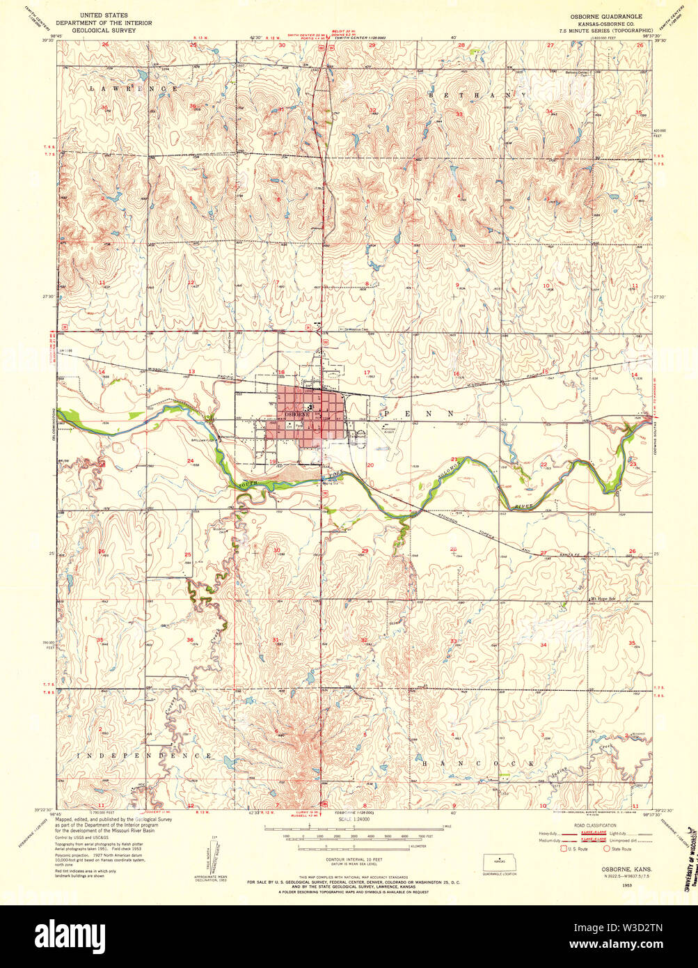 Carte du kansas osborne Banque de photographies et d’images à haute